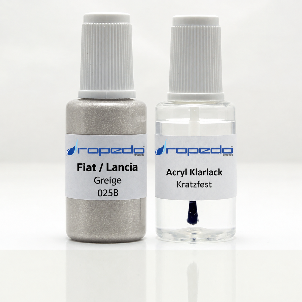 Fiat 025B Greige Lackstift, 20 ml Basislack und 20 ml Klarlack