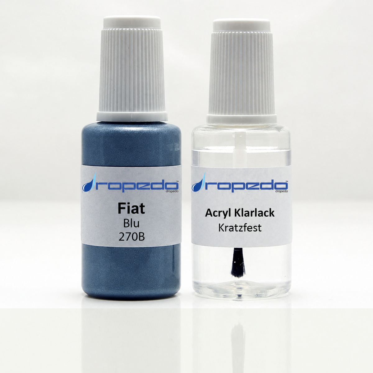 Fiat 270B Blu Lackstift, 20 ml Basislack und 20 ml Klarlack