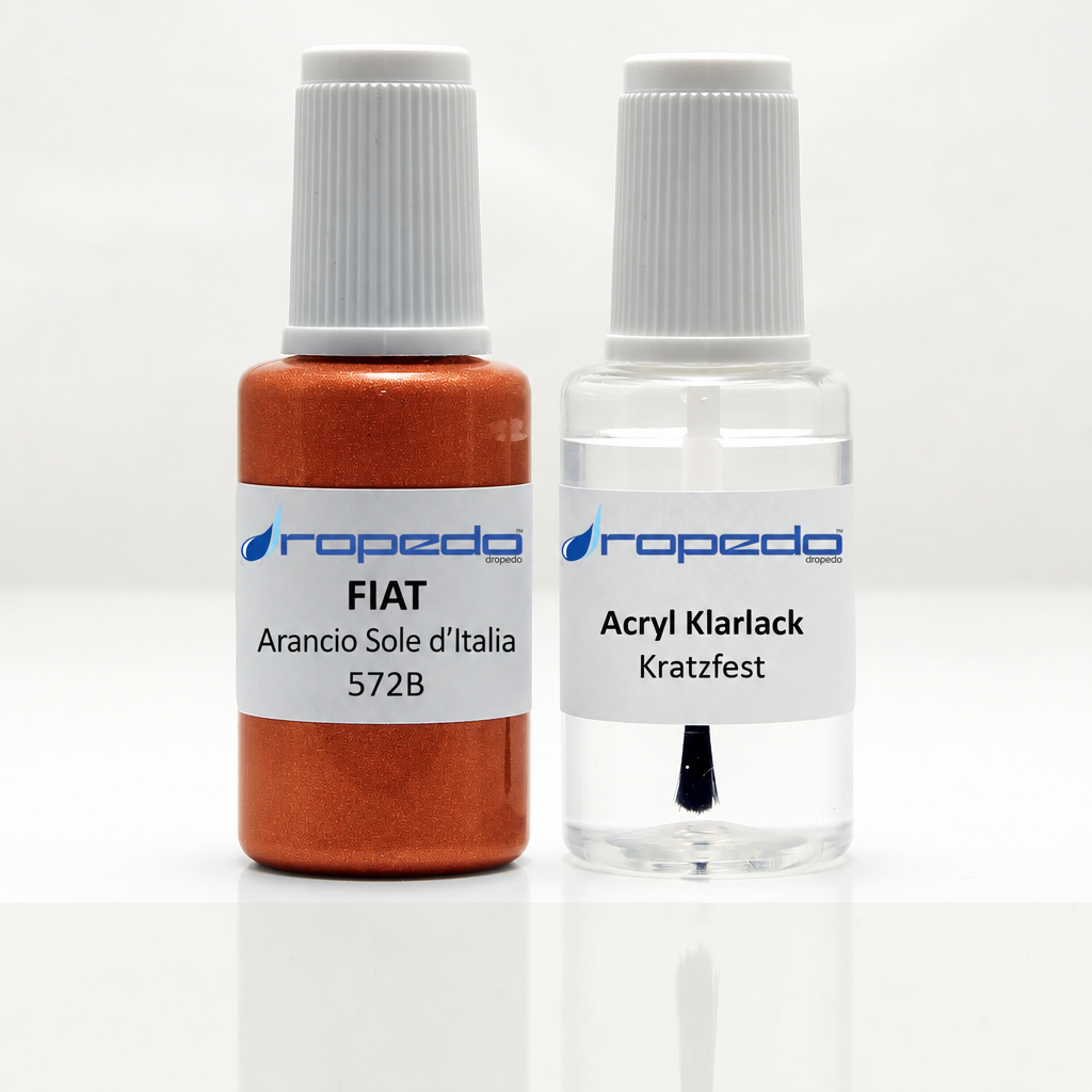 Lackstift-Set mit Klarlack für Fiat 572B Arancio Sole d'Italia Metallic