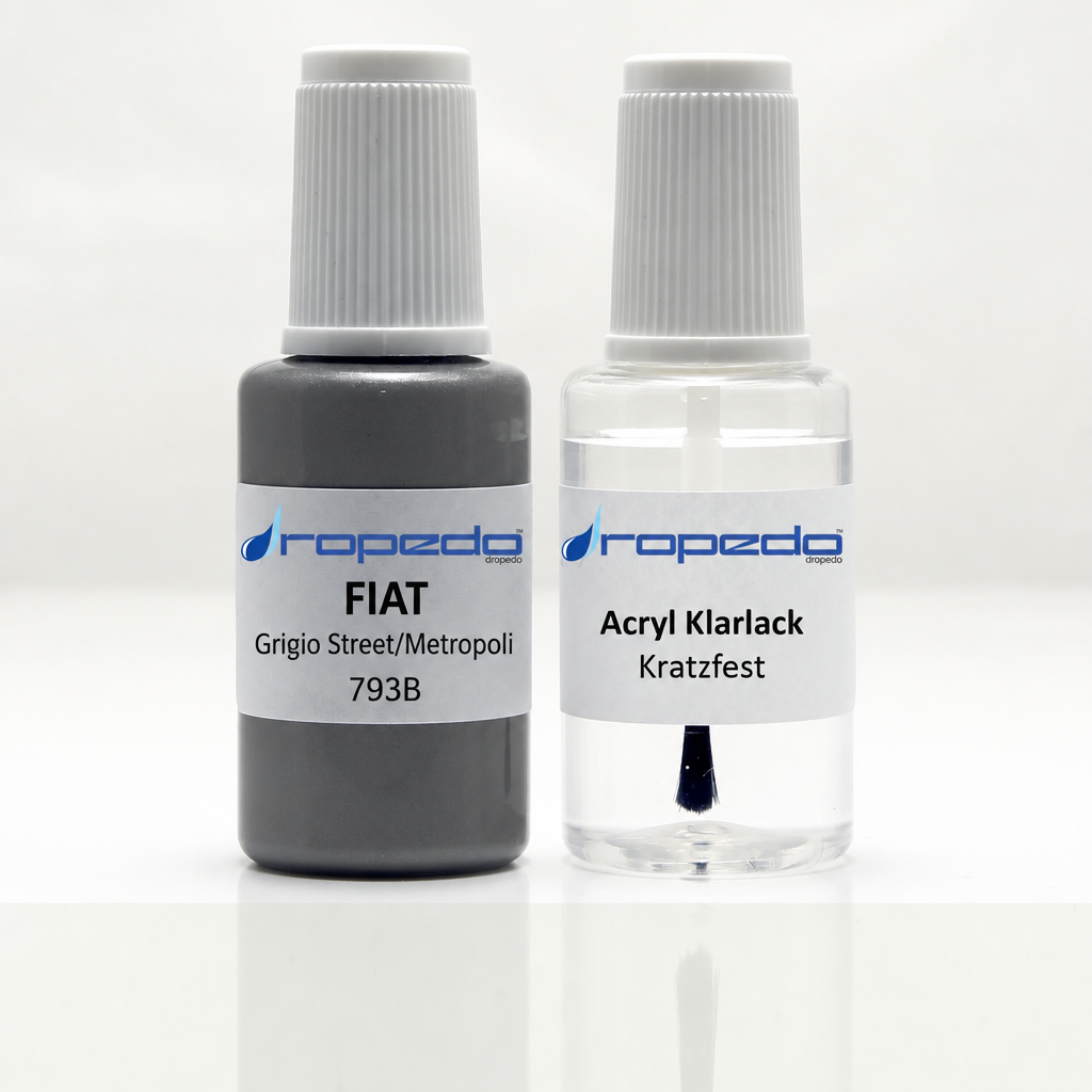 Lackstift-Set mit Klarlack für Fiat 793B Grigio Street/Metropoli