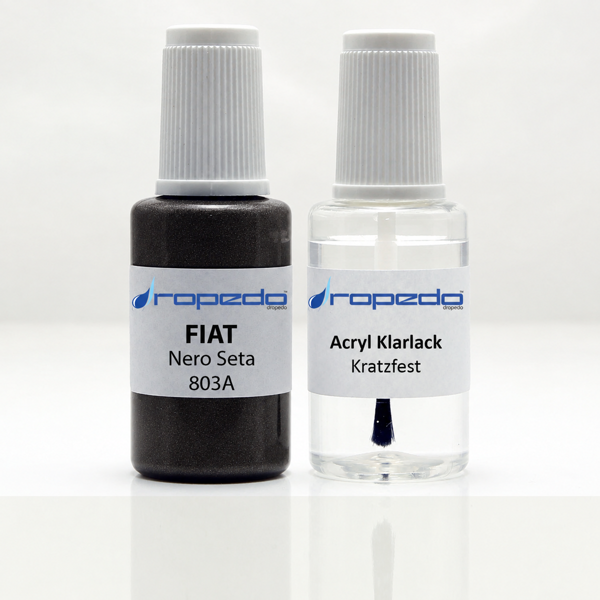 Lackstift-Set mit Klarlack für Fiat 803A Nero Seta Metallic