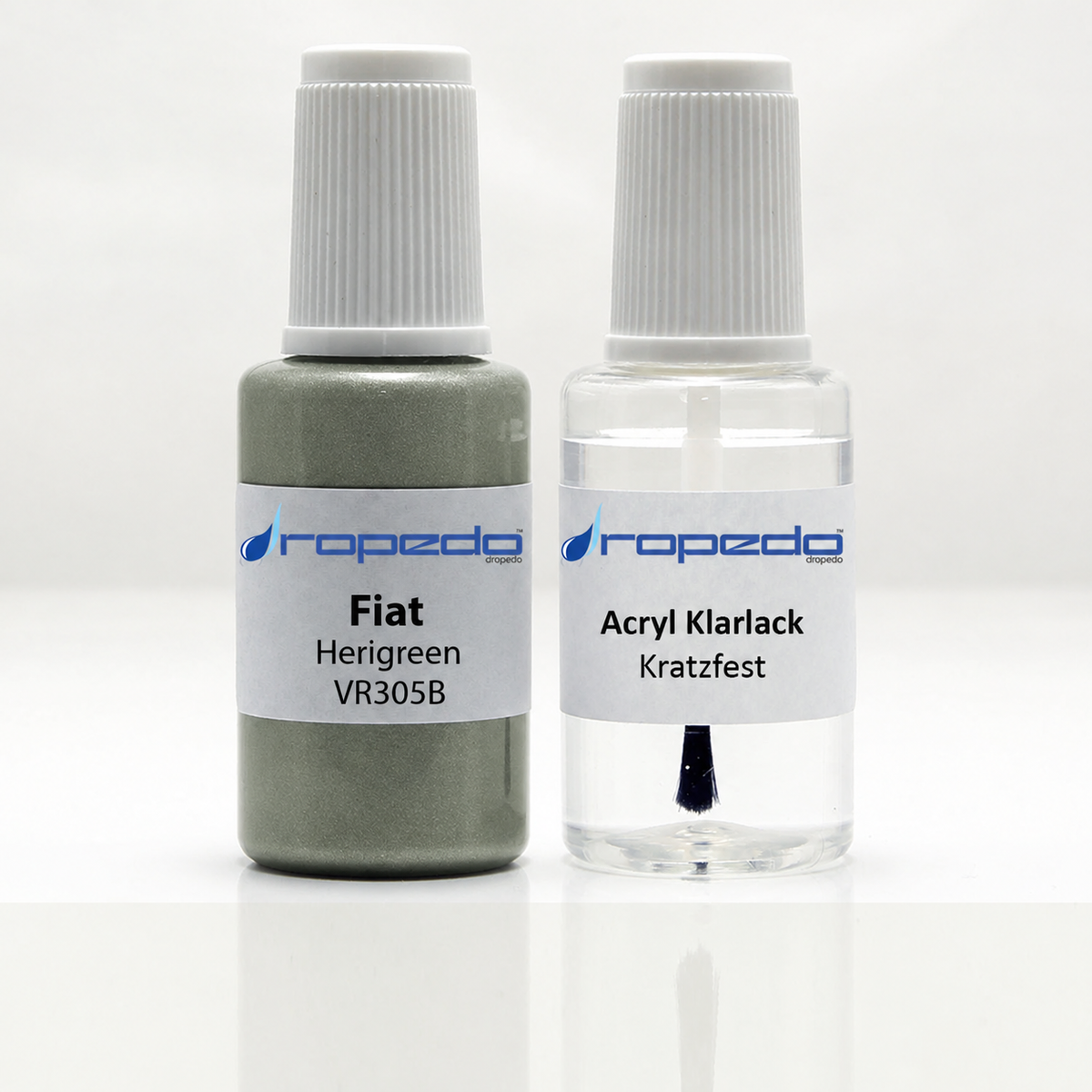 Fiat VR305B Herigreen Lackstift, 20 ml Basislack und 20 ml Klarlack