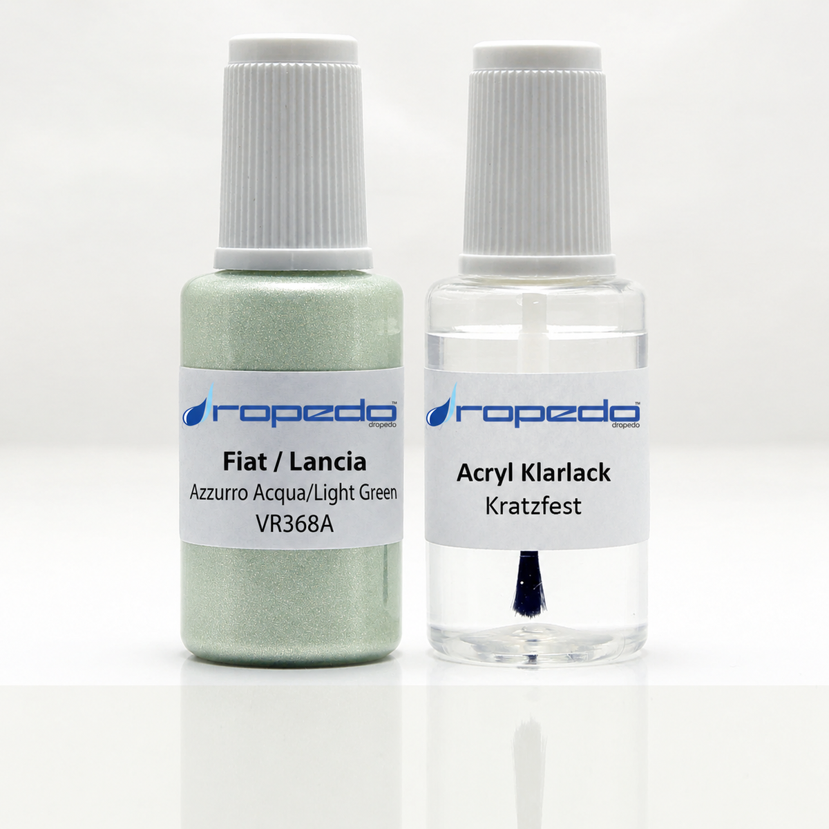Fiat VR368A Azzurro Acqua/Light Green Lackstift, 20 ml Basislack und 20 ml Klarlack