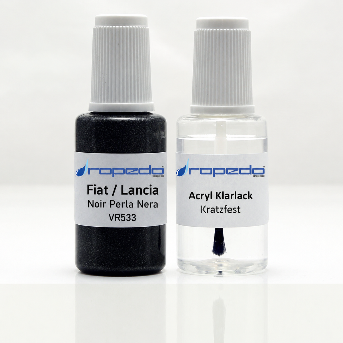 Fiat VR533 Noir Perla Nera Lackstift, 20 ml Basislack und 20 ml Klarlack