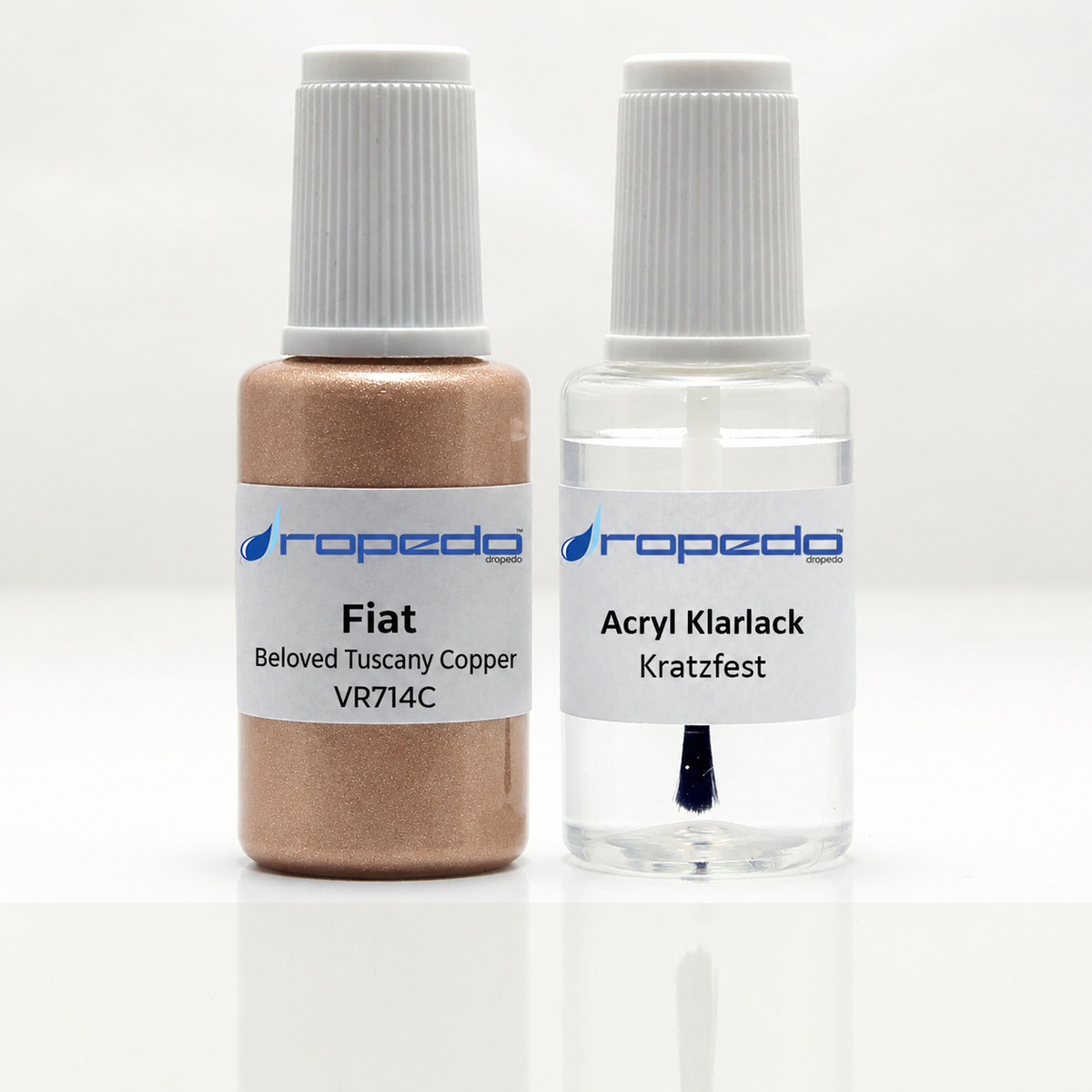 Fiat VR714C Beloved Tuscany Copper Lackstift, 20 ml Basislack und 20 ml Klarlack