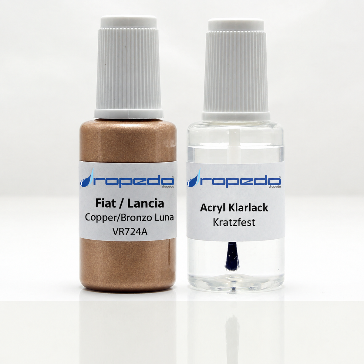 Fiat VR724A Copper/Bronzo Luna Lackstift, 20 ml Basislack und 20 ml Klarlack