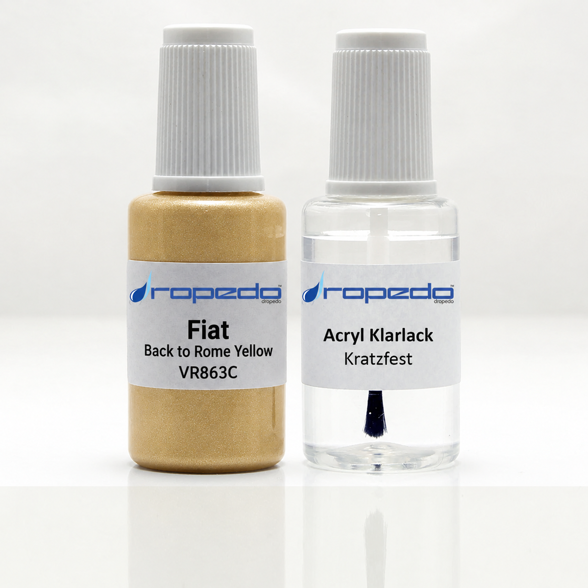Fiat VR863C Back to Rome Yellow Lackstift, 20 ml Basislack und 20 ml Klarlack