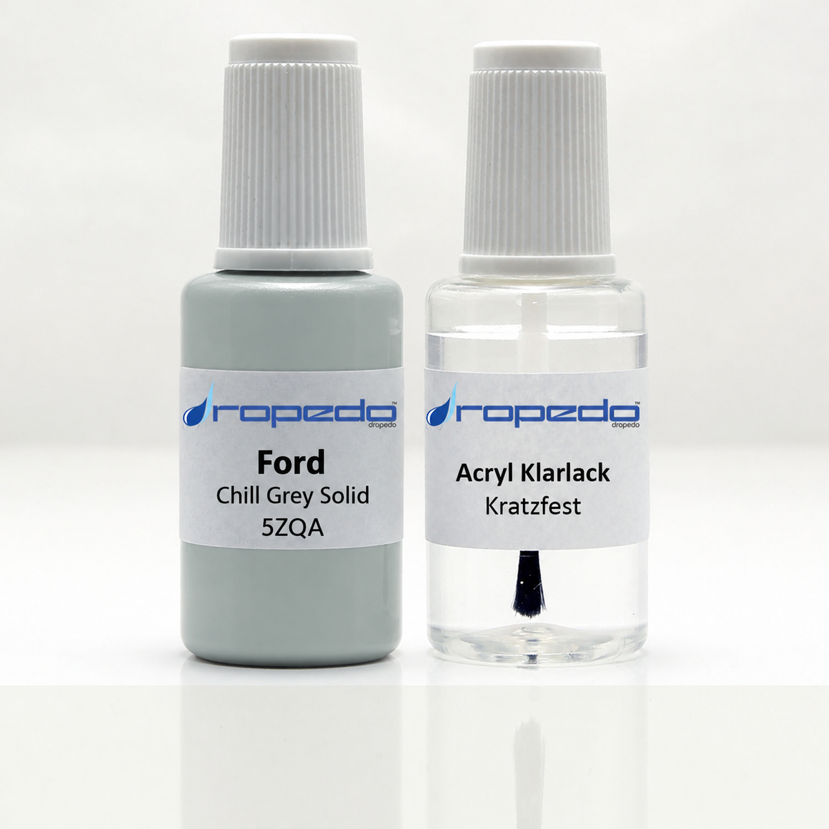 Ford 5ZQA Chill Grey Solid Lackstift, 20 ml Basislack und 20 ml Klarlack