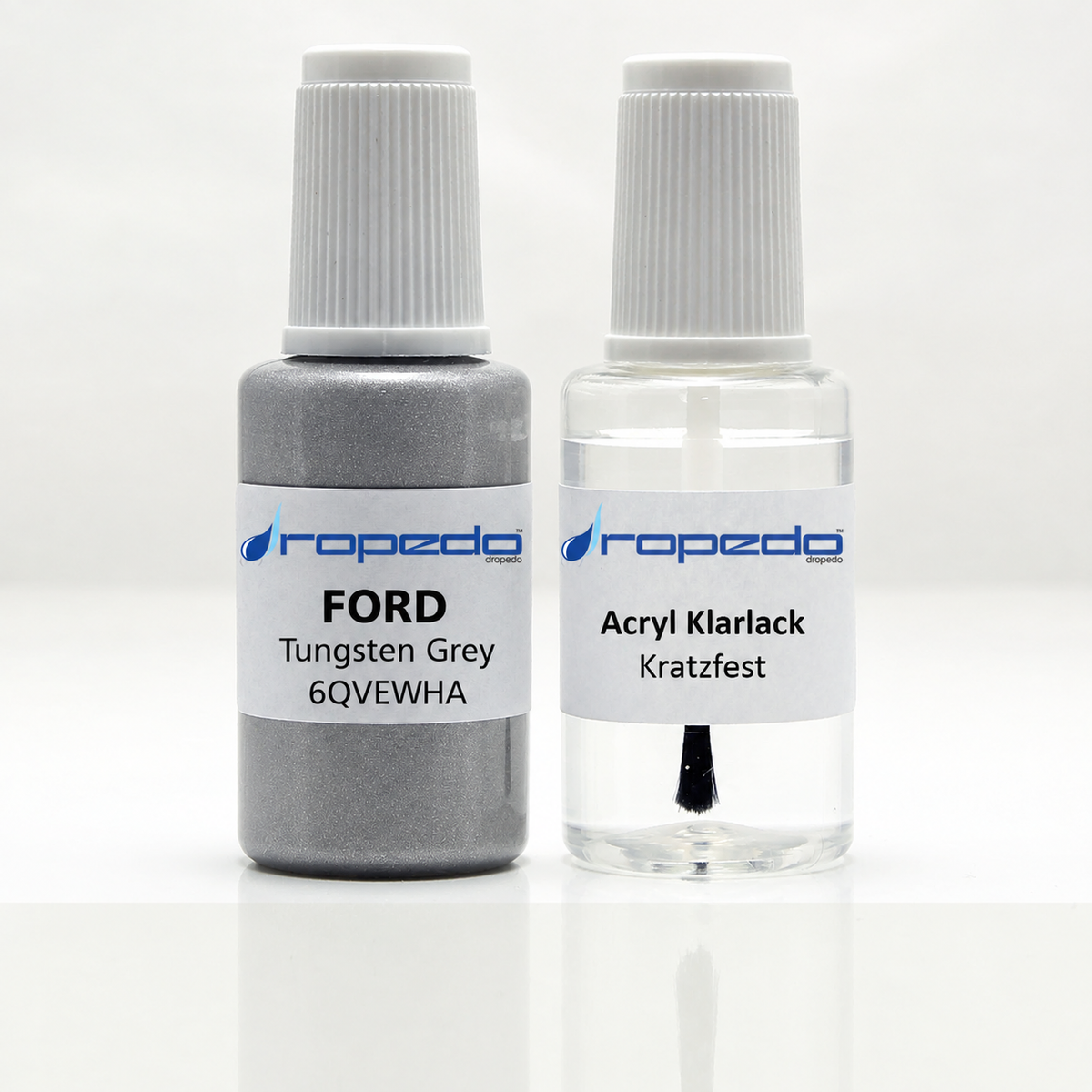 Lackstift-Set mit Klarlack für Ford 6QVEWHA Tungsten Grey Metallic