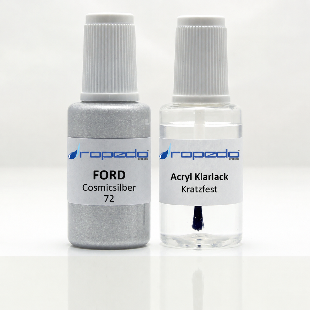 Lackstift-Set mit Klarlack für Ford 72 Cosmicsilber Metallic