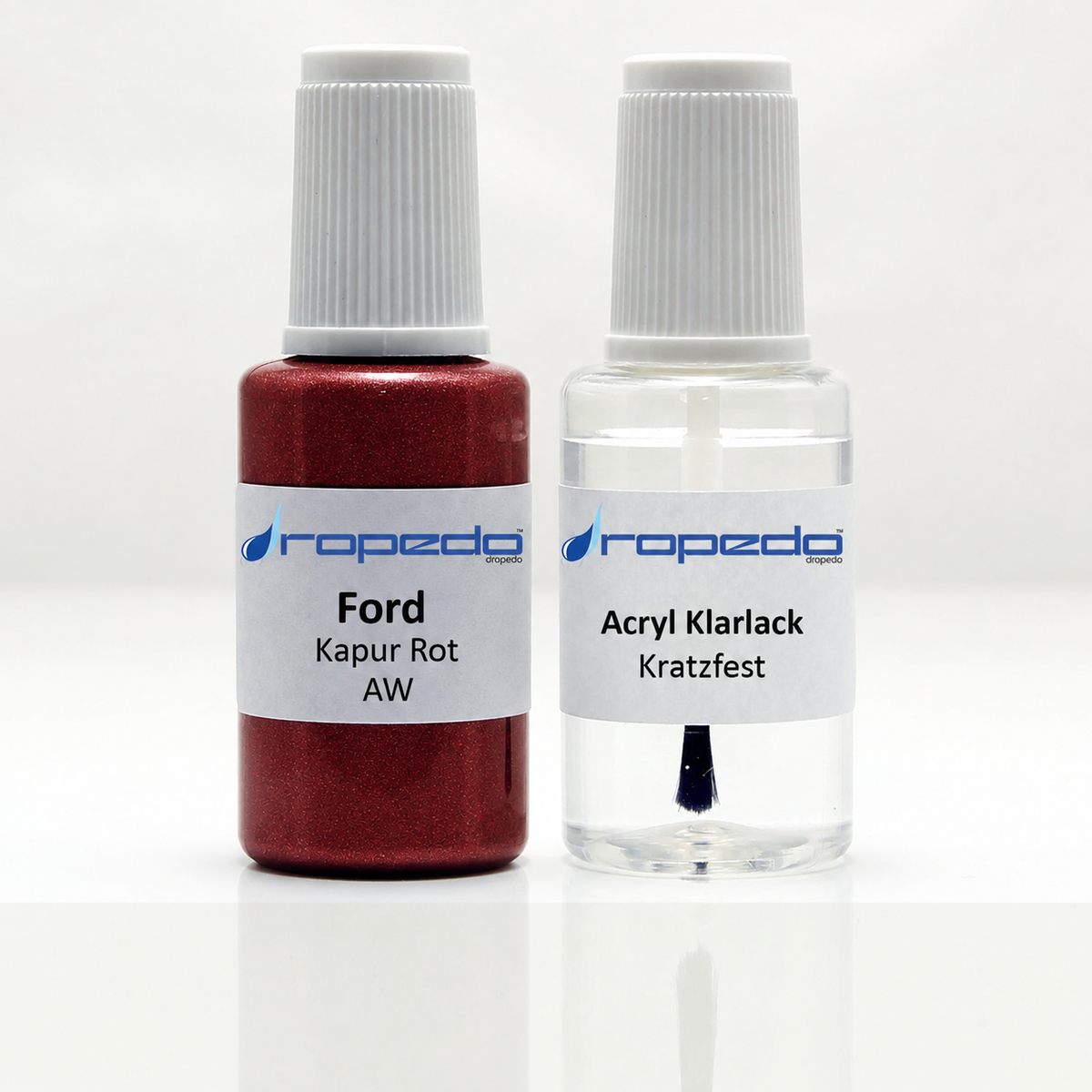 Ford AW Kapur Rot Lackstift, 20 ml Basislack und 20 ml Klarlack