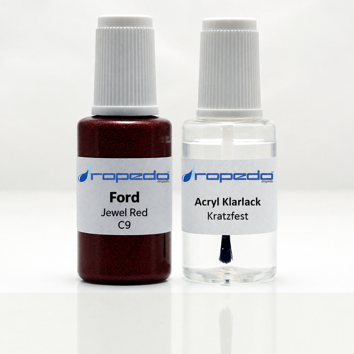 Ford C9 Jewel Red Lackstift, 20 ml Basislack und 20 ml Klarlack