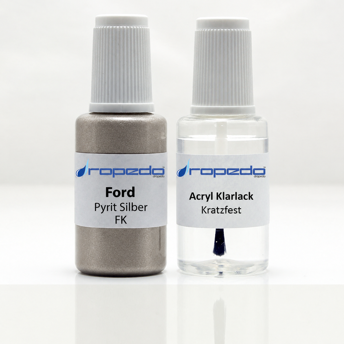 Ford FK Pyrit Silber Lackstift, 20 ml Basislack und 20 ml Klarlack