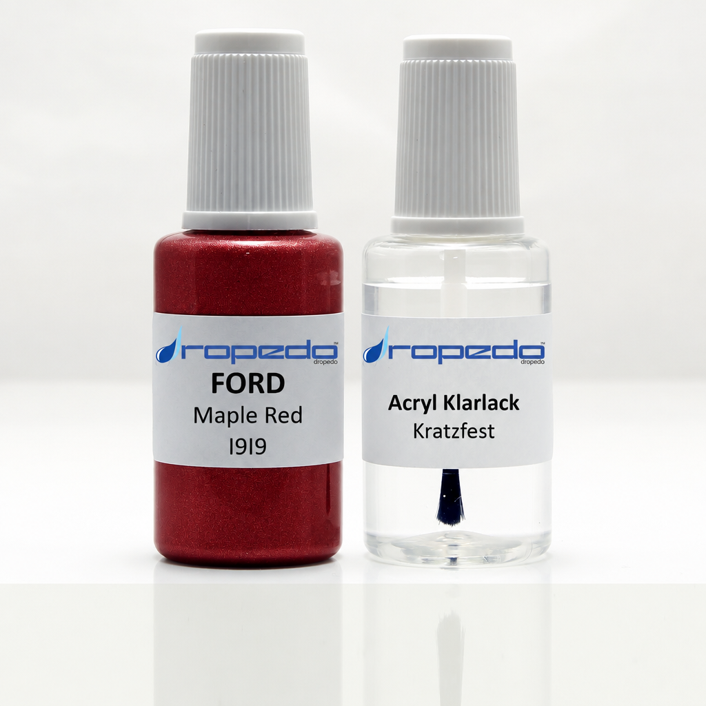 Lackstift-Set mit Klarlack für Ford I9I9 Maple Red Metallic