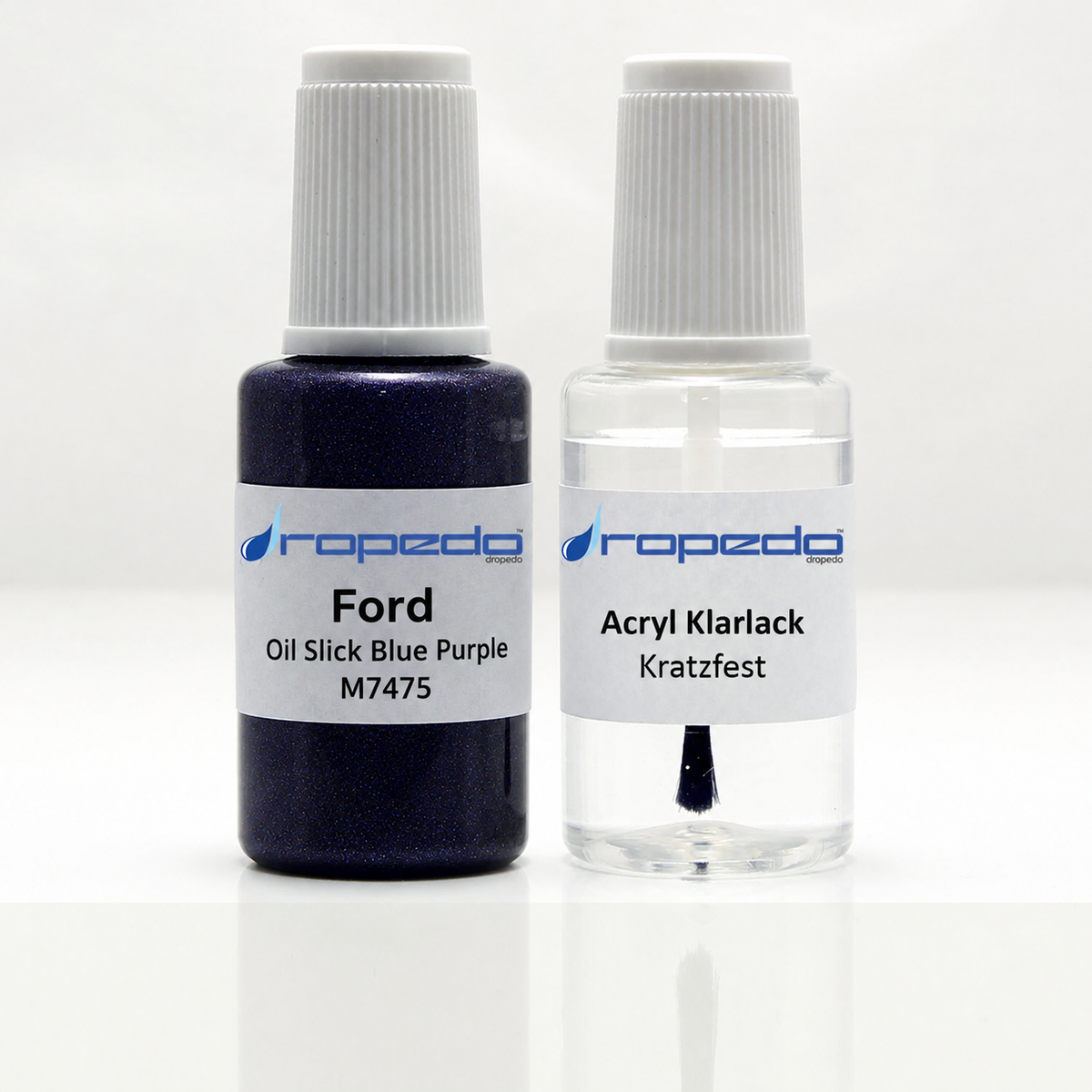 Ford M7475 Oil Slick Blue Purple Lackstift, 20 ml Basislack und 20 ml Klarlack
