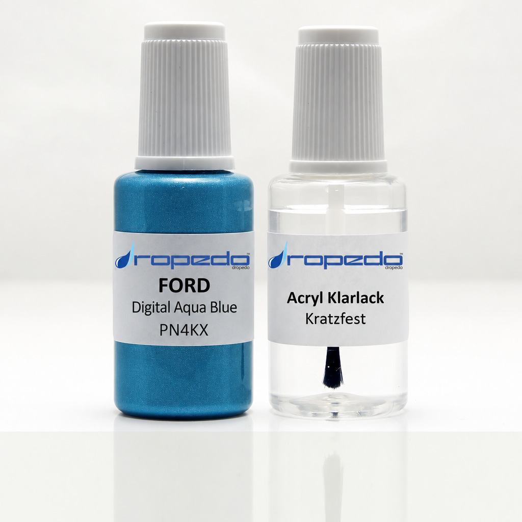 Lackstift-Set mit Klarlack für Ford PN4KX Digital Aqua Blue Metallic
