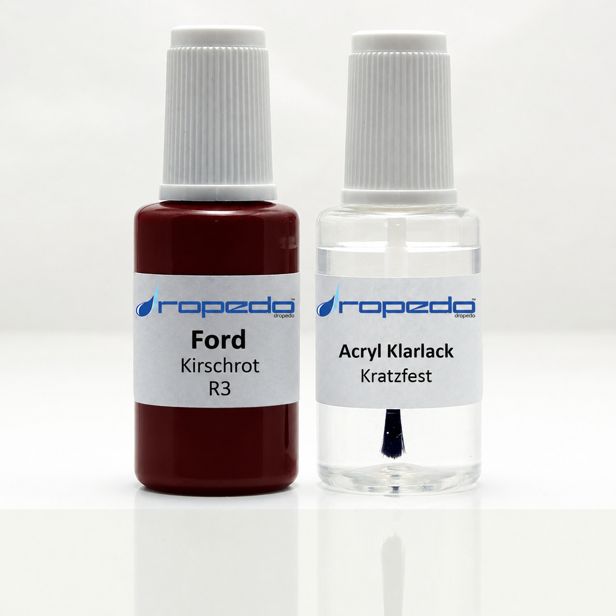 Ford R3 Kirschrot Lackstift, 20 ml Basislack und 20 ml Klarlack