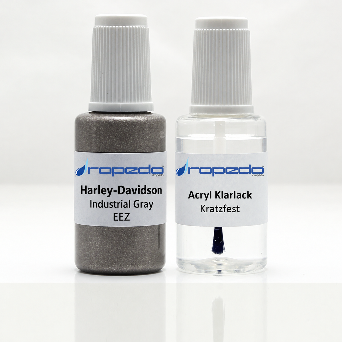 Harley-Davidson Motorrad EEZ Industrial Gray Lackstift, 20 ml Basislack und 20 ml Klarlack