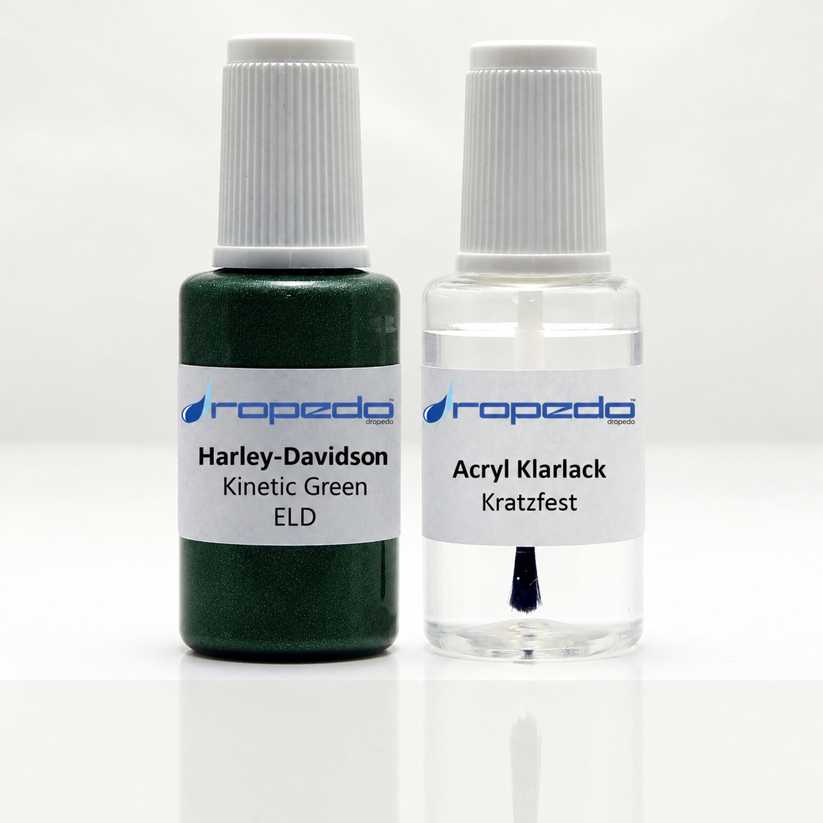 Harley-Davidson Motorrad ELD Kinetic Green Lackstift, 20 ml Basislack und 20 ml Klarlack