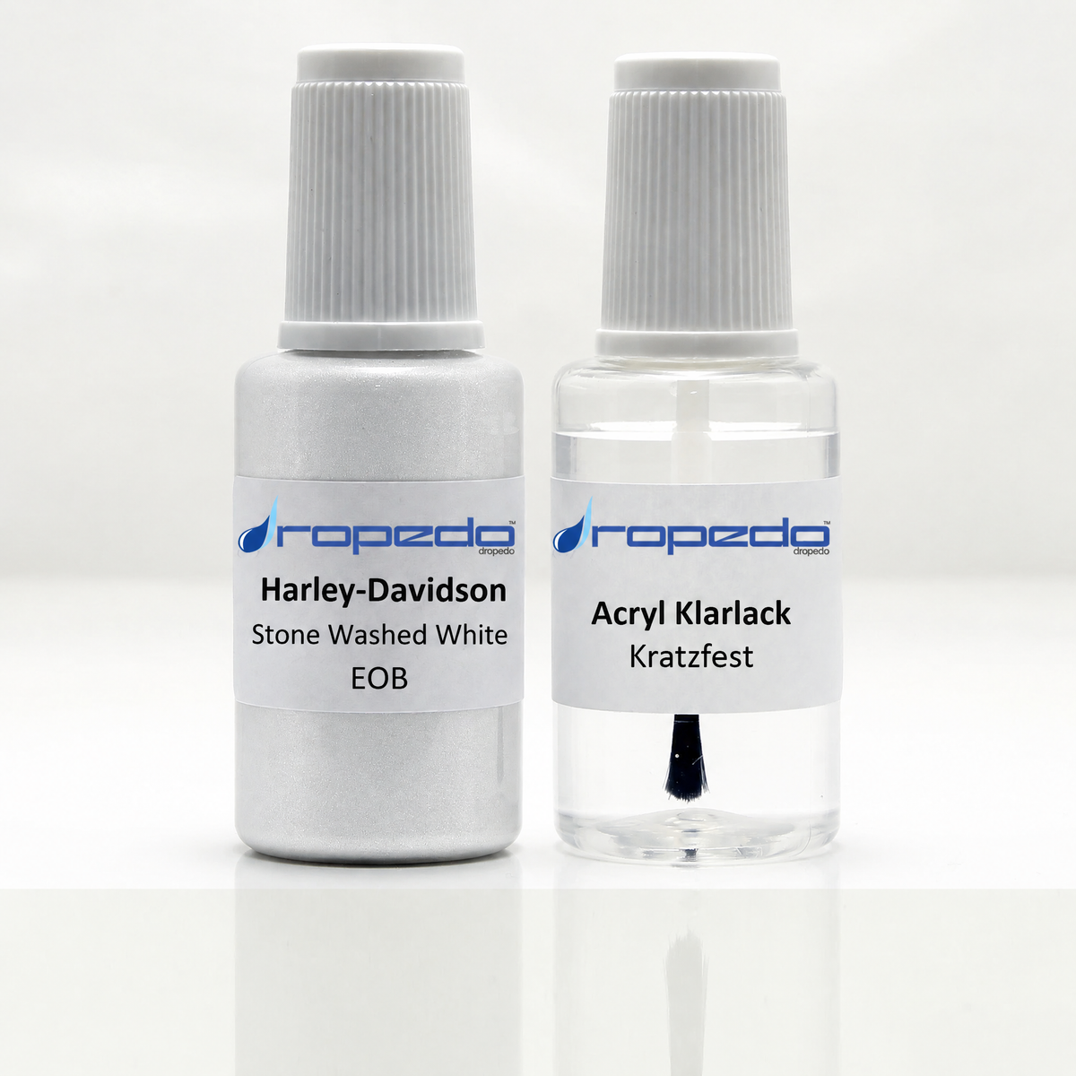 Harley-Davidson Motorrad EOB Stone Washed White Lackstift, 20 ml Basislack und 20 ml Klarlack
