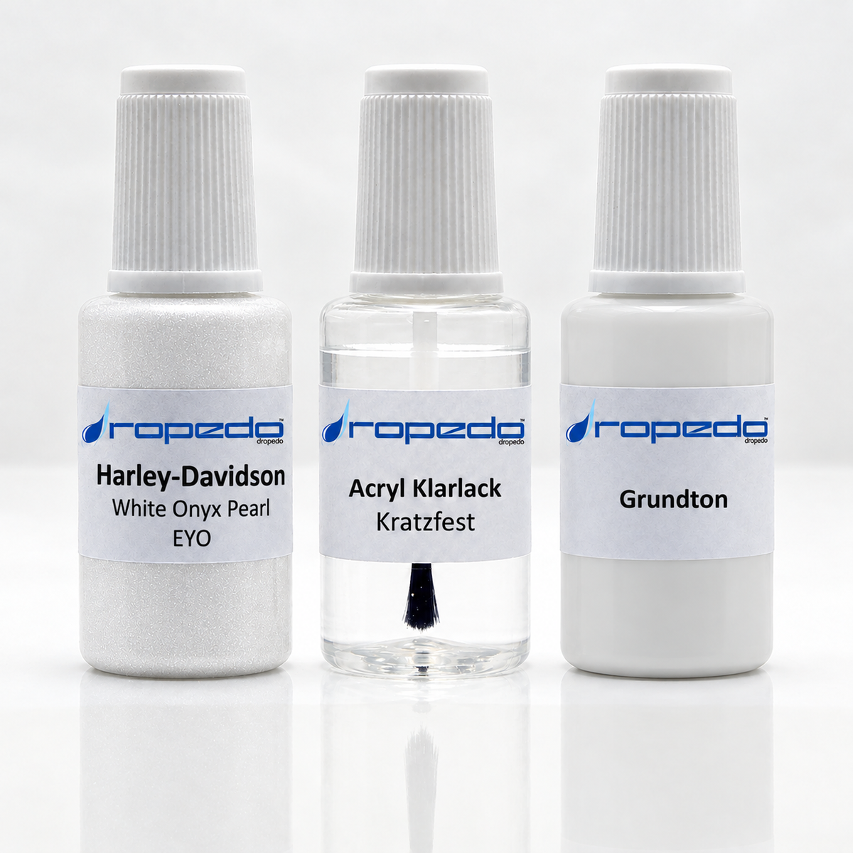 Harley-Davidson Motorrad EYO White Onyx Pearl Lackstift-Set mit Grundton: Basislack, Klarlack und Grundton je 20 ml