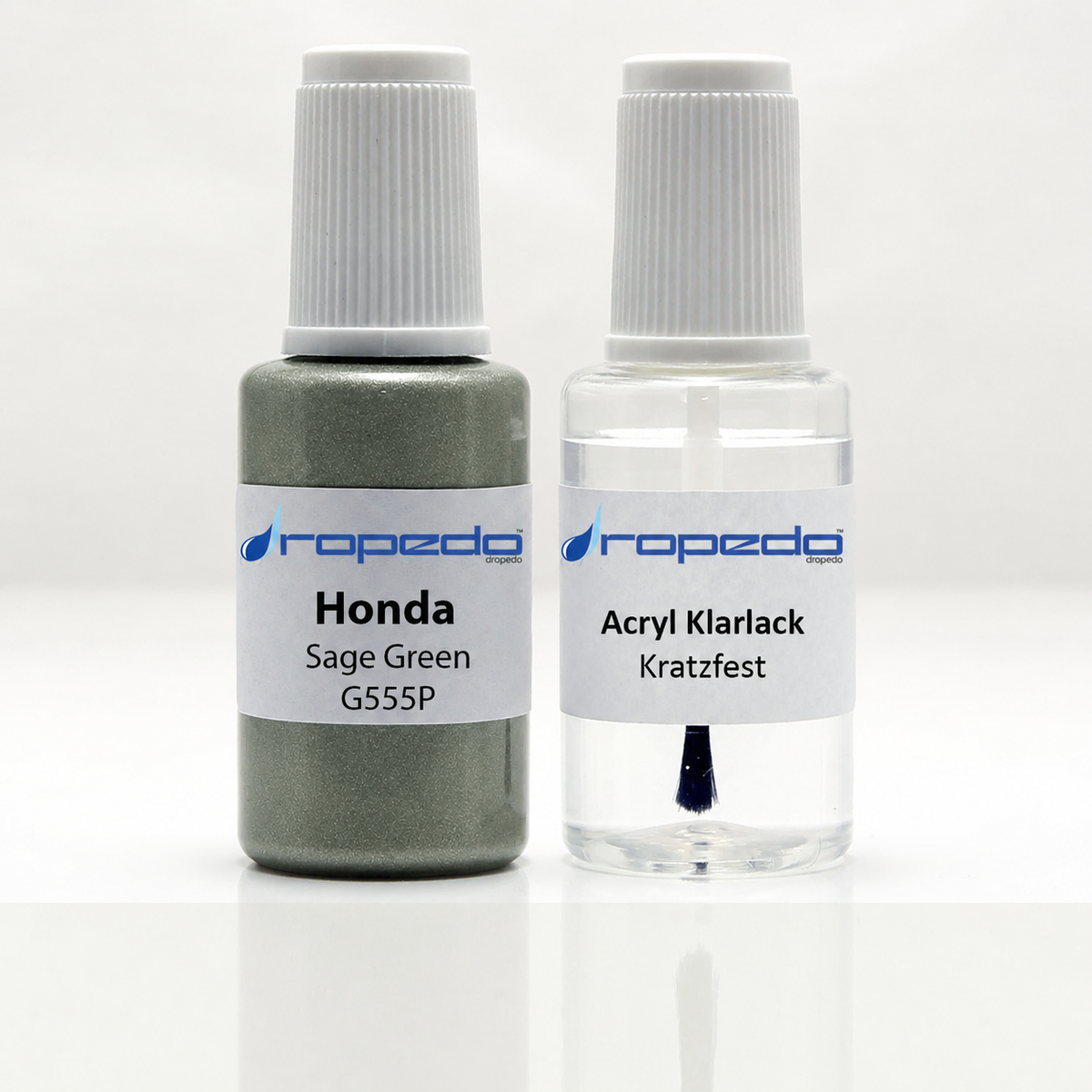 Honda G555P Sage Green Lackstift, 20 ml Basislack und 20 ml Klarlack