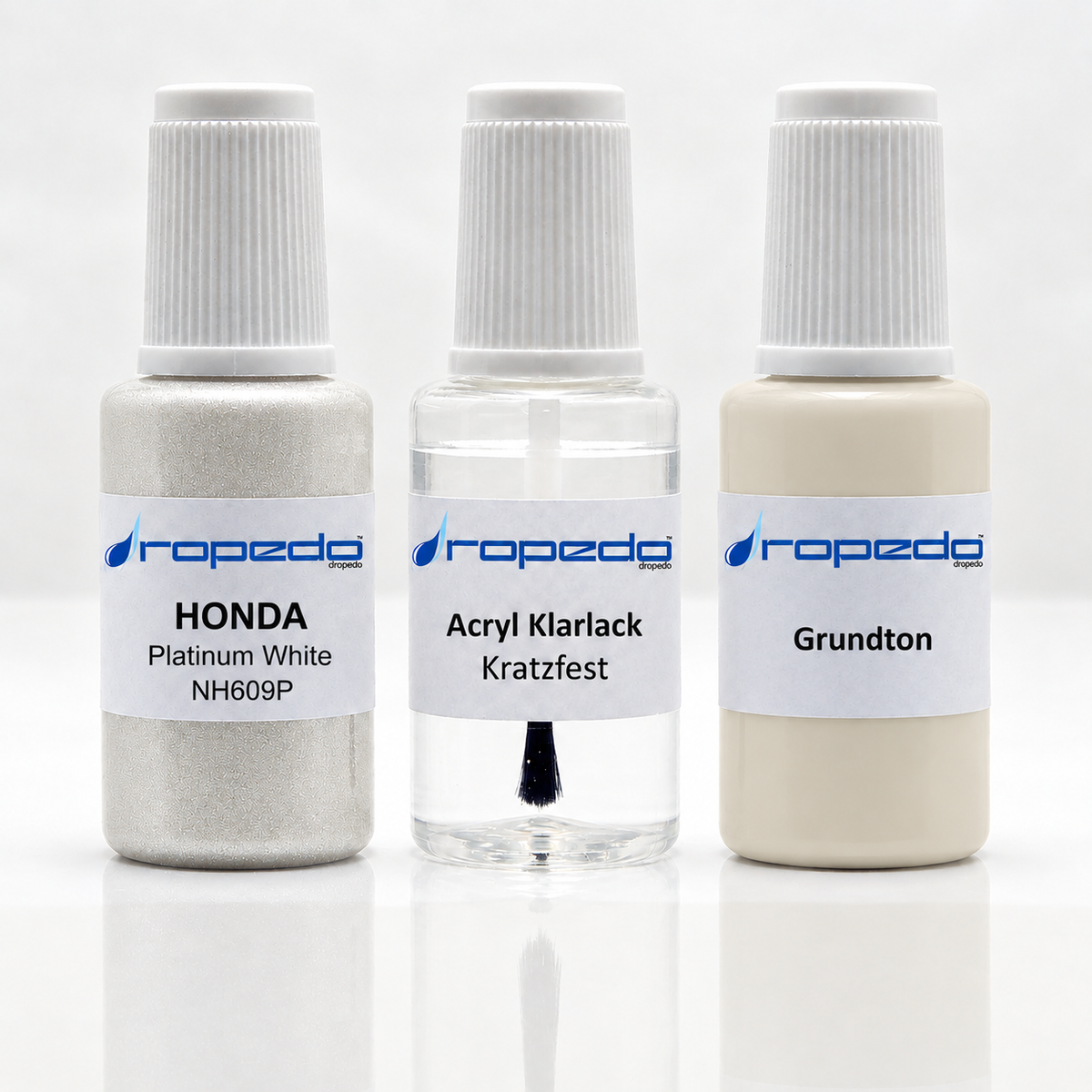 Honda NH609P Platinum White Lackstift-Set mit Grundton: Basislack, Klarlack und Grundton je 20 ml