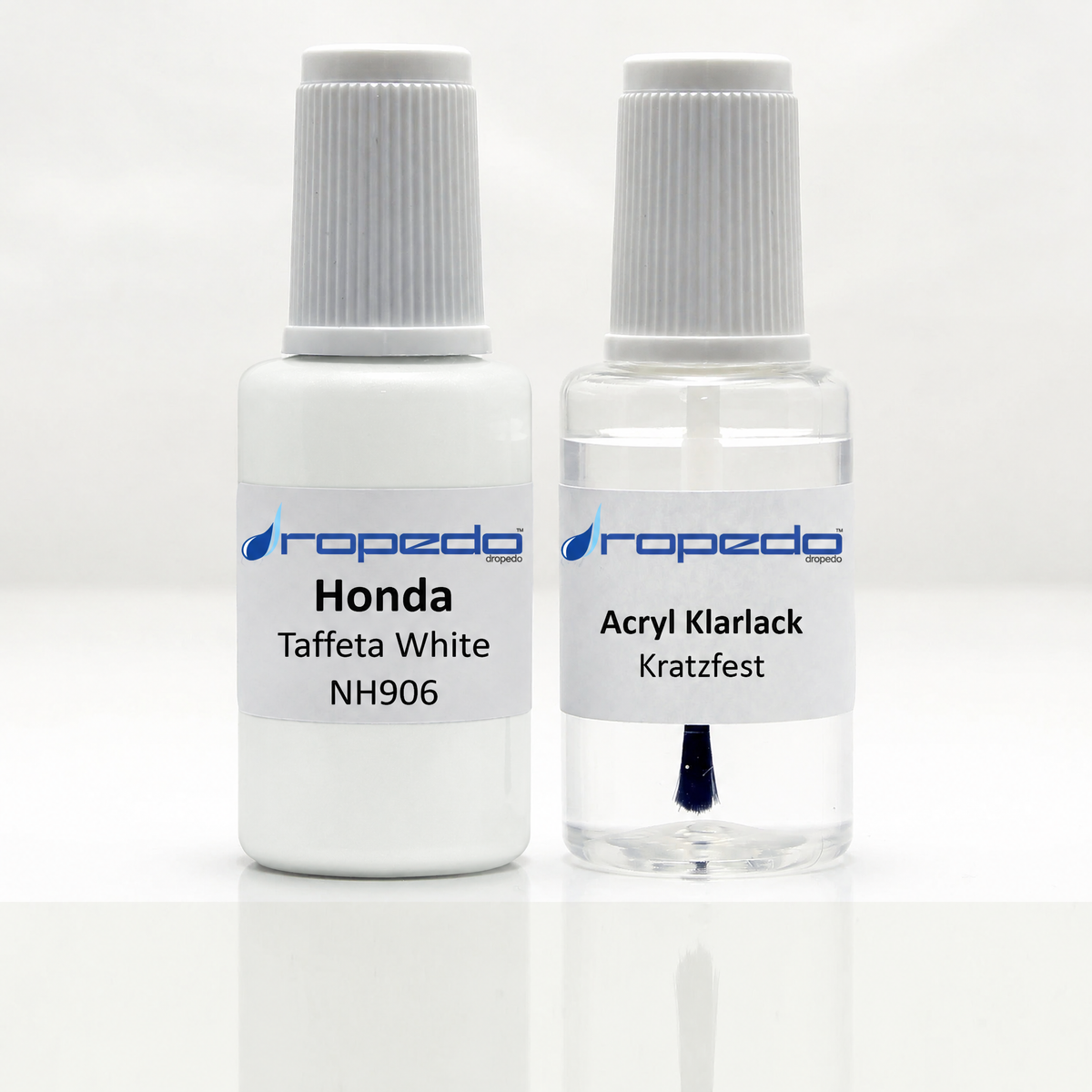 Honda NH906 Taffeta White Lackstift, 20 ml Basislack und 20 ml Klarlack