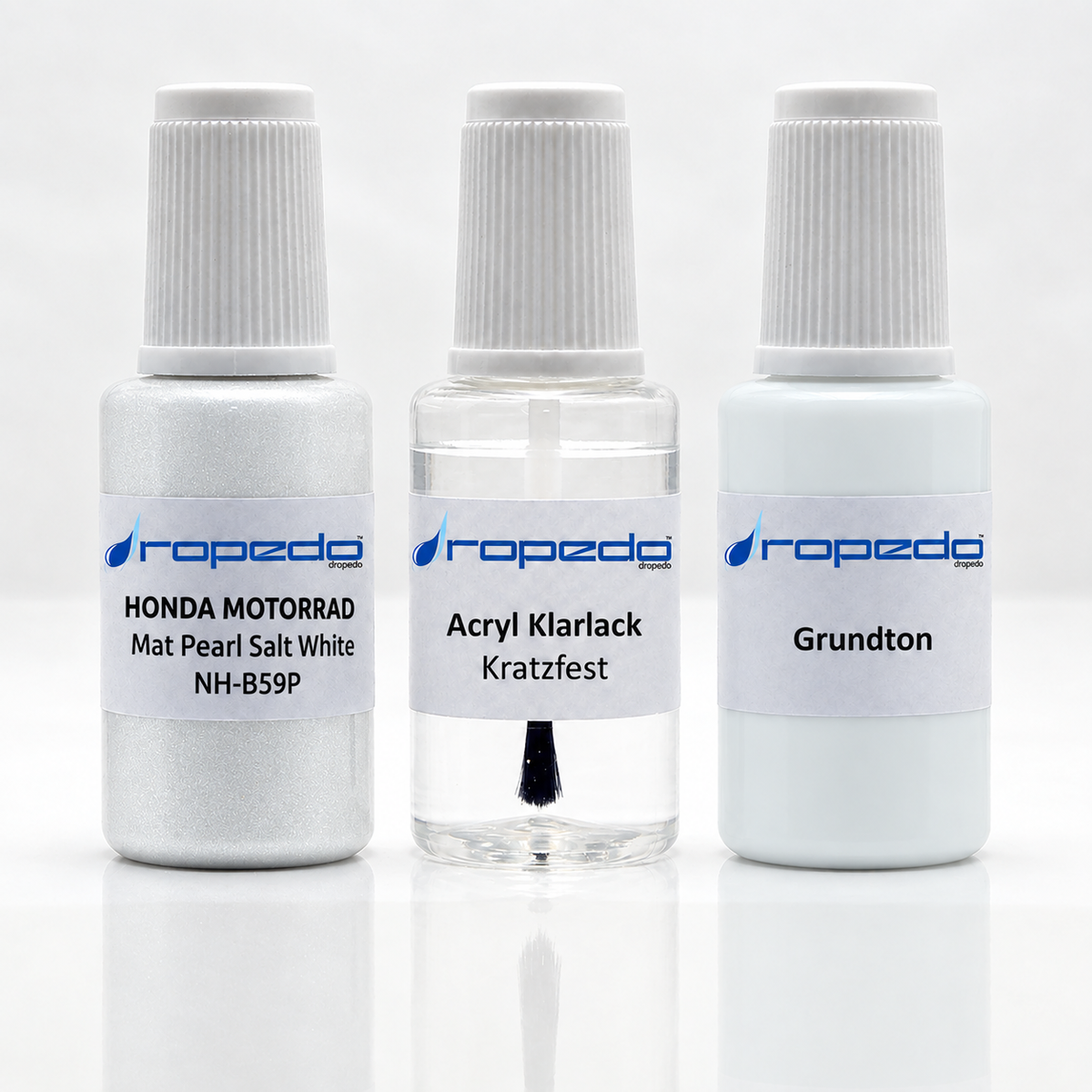 Honda Motorrad NH-B59P Mat Pearl Salt White Lackstift-Set mit Grundton: Basislack, Klarlack und Grundton je 20 ml