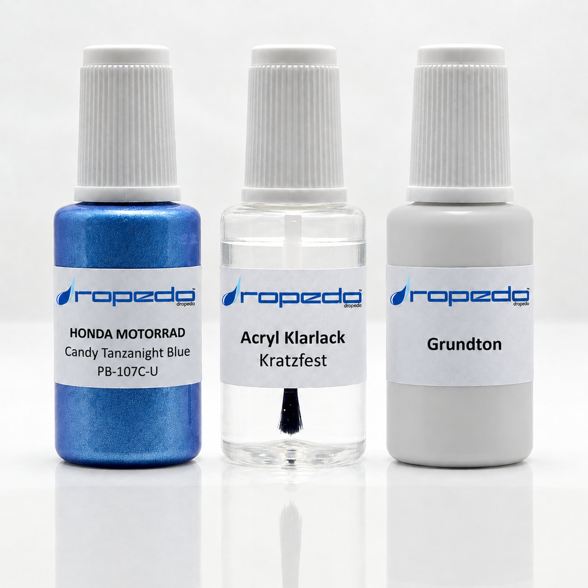 Honda Motorrad PB-107C-U Candy Tanzanight Blue Lackstift-Set mit Grundton: Basislack, Klarlack und Grundton je 20 ml