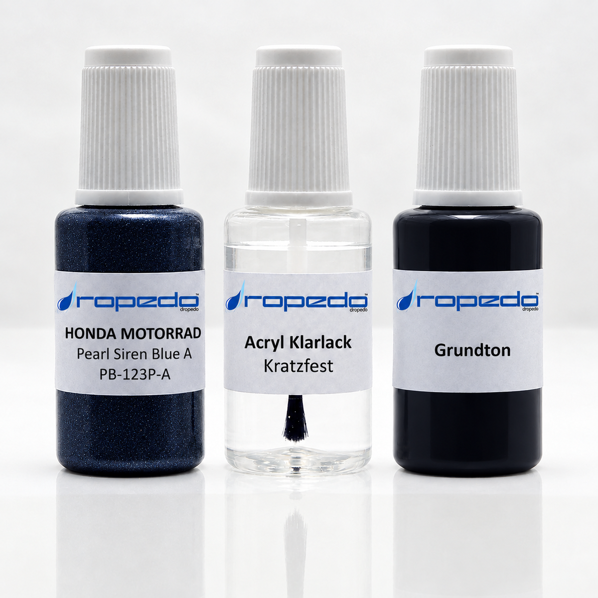 Honda Motorrad PB-123P-A Pearl Siren Blue A Lackstift-Set mit Grundton: Basislack, Klarlack und Grundton je 20 ml