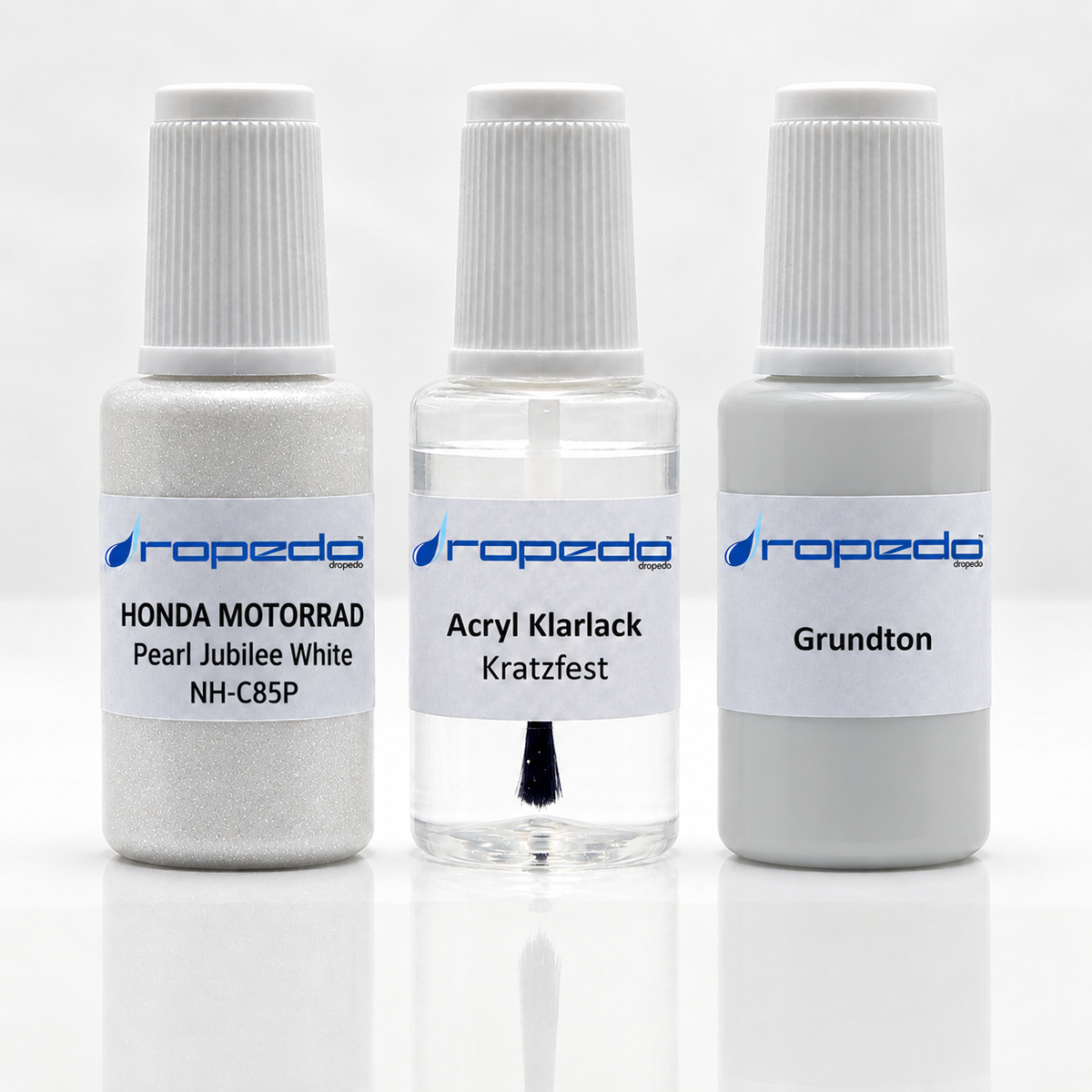 Honda Motorrad NH-C85P Pearl Jubilee White Lackstift-Set mit Grundton: Basislack, Klarlack und Grundton je 20 ml