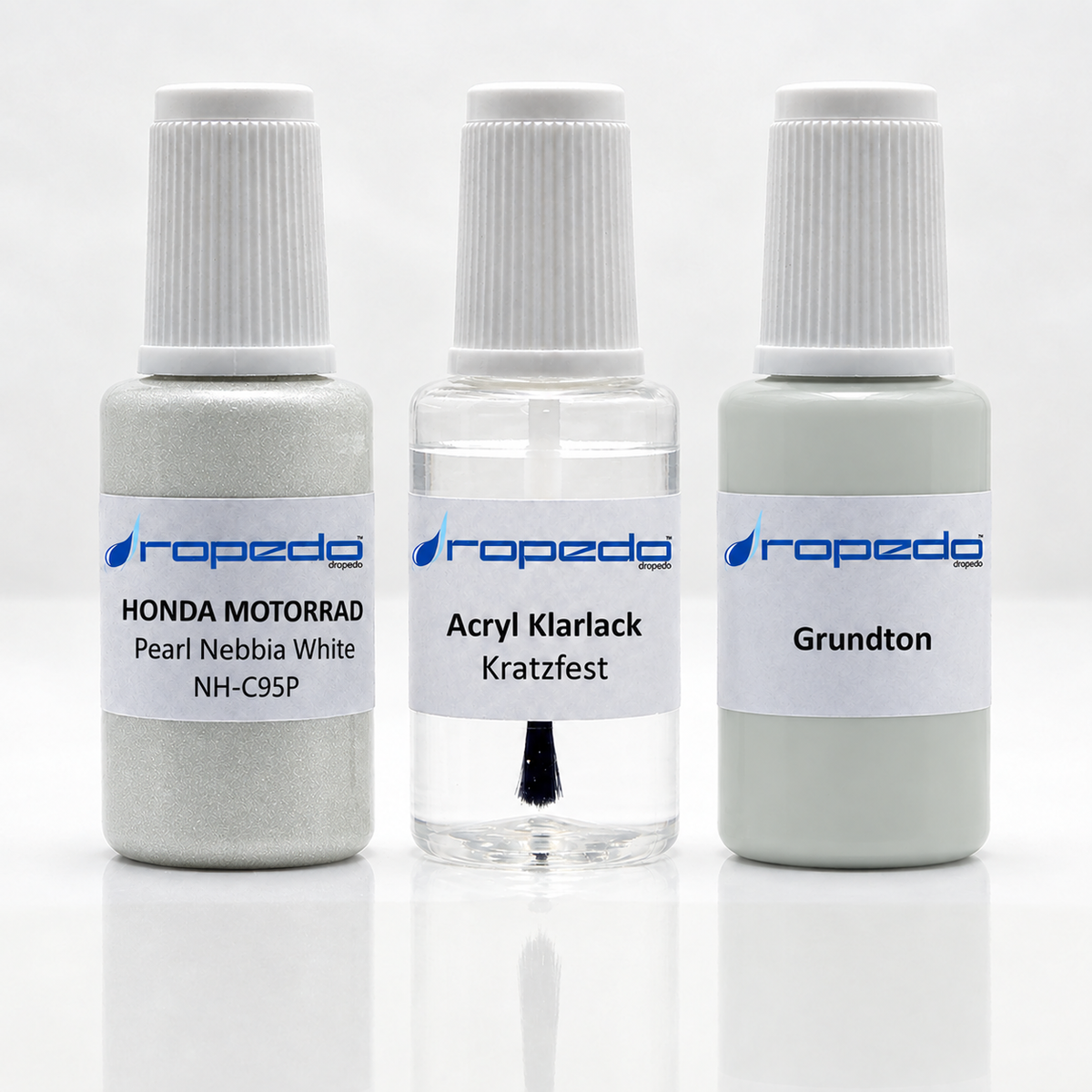 Honda Motorrad NH-C95P Pearl Nebbia White Lackstift-Set mit Grundton: Basislack, Klarlack und Grundton je 20 ml
