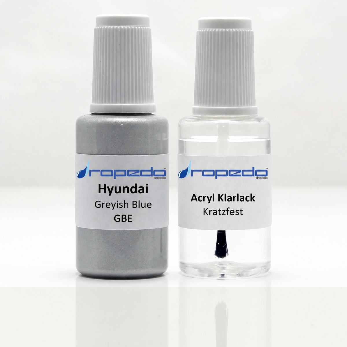 Hyundai GBE Greyish Blue Lackstift, 20 ml Basislack und 20 ml Klarlack