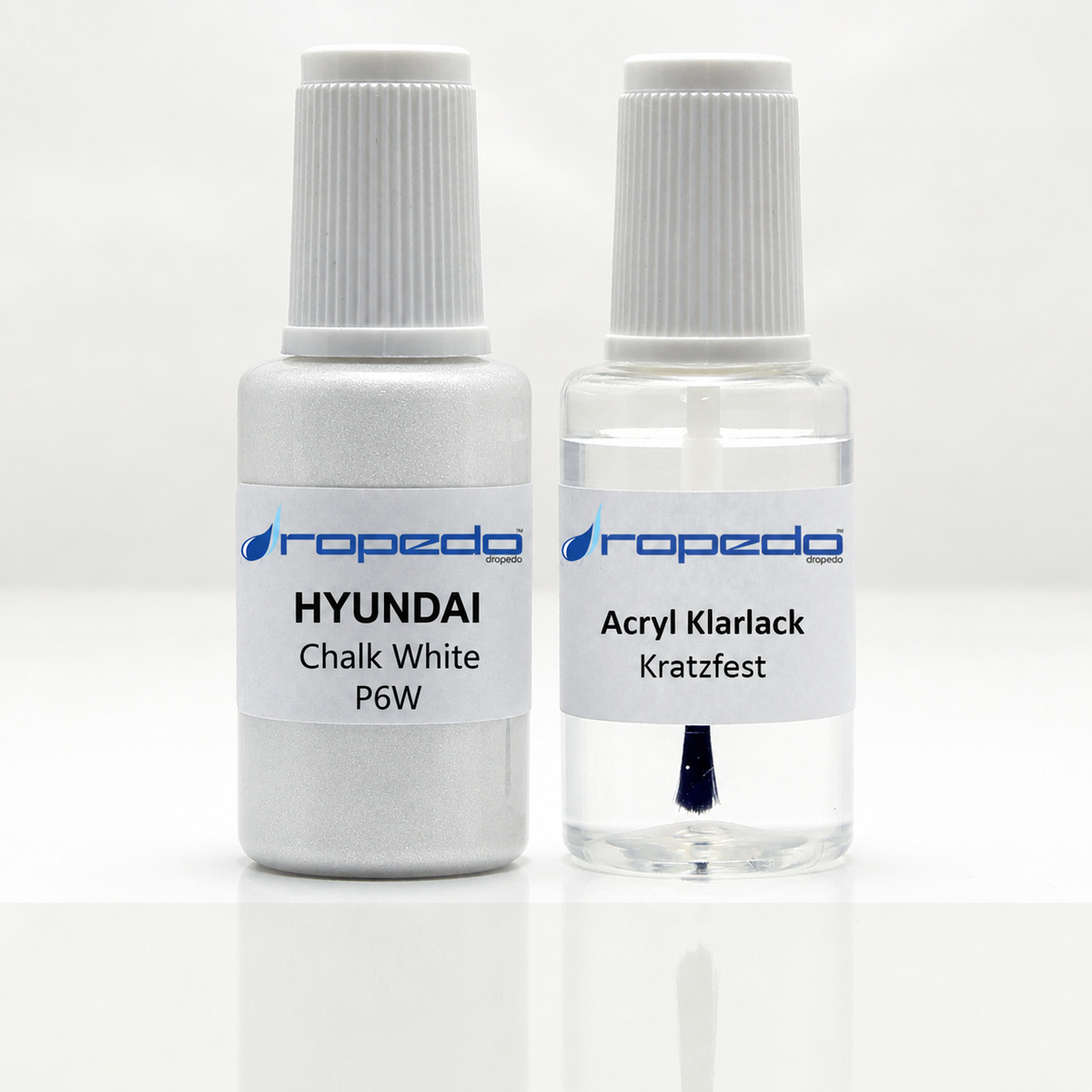 Lackstift-Set mit Klarlack für Hyundai P6W Chalk White Metallic