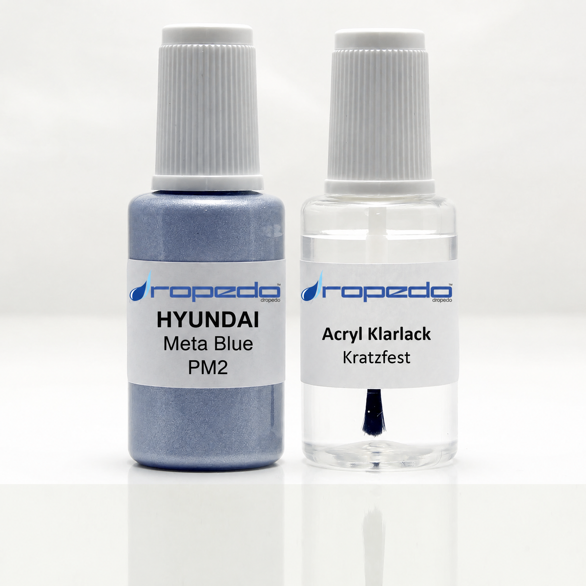 Lackstift-Set mit Klarlack für Hyundai PM2 Meta Blue Metallic