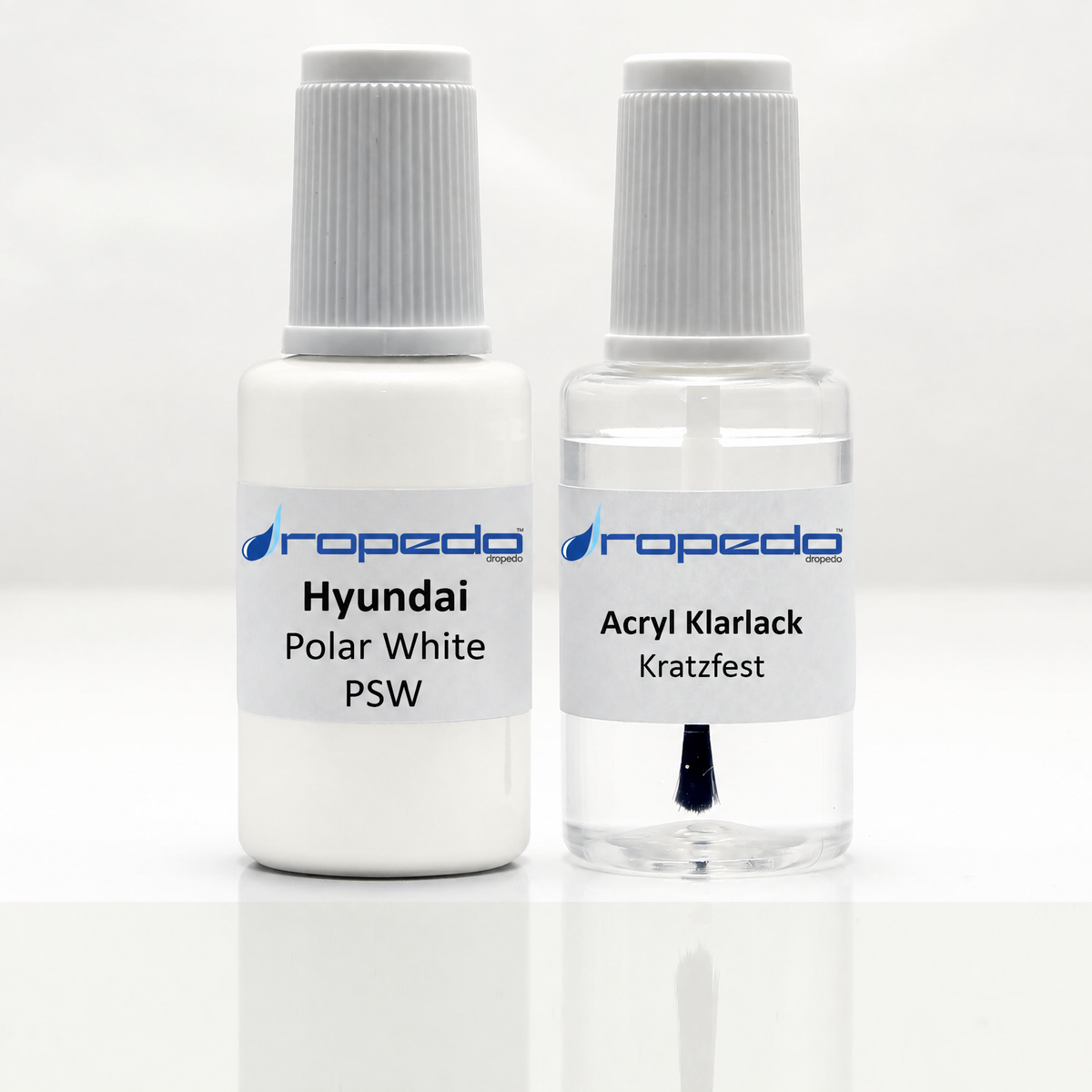 Hyundai PSW POLAR WHITE Lackstift, 20 ml Basislack und 20 ml Klarlack