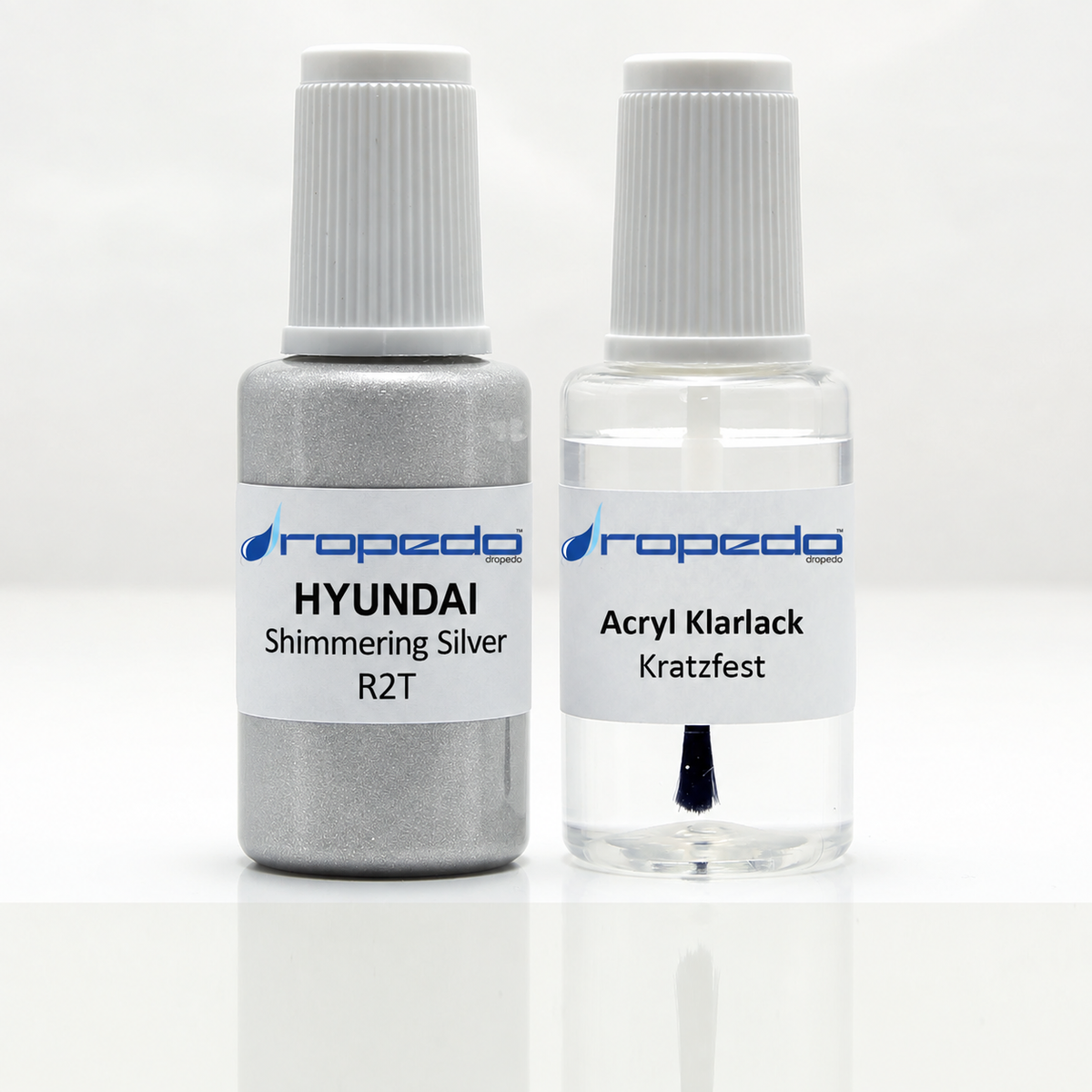 Lackstift-Set mit Klarlack für Hyundai R2T Shimmering Silver Metallic