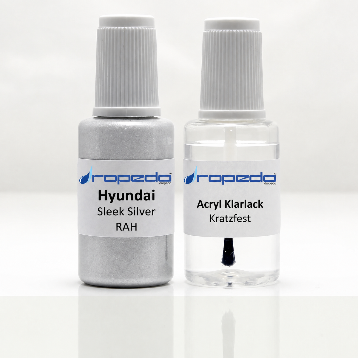 Lackstift-Set für Hyundai RAH Sleek Silver: 20 ml Basislack und 20 ml Klarlack