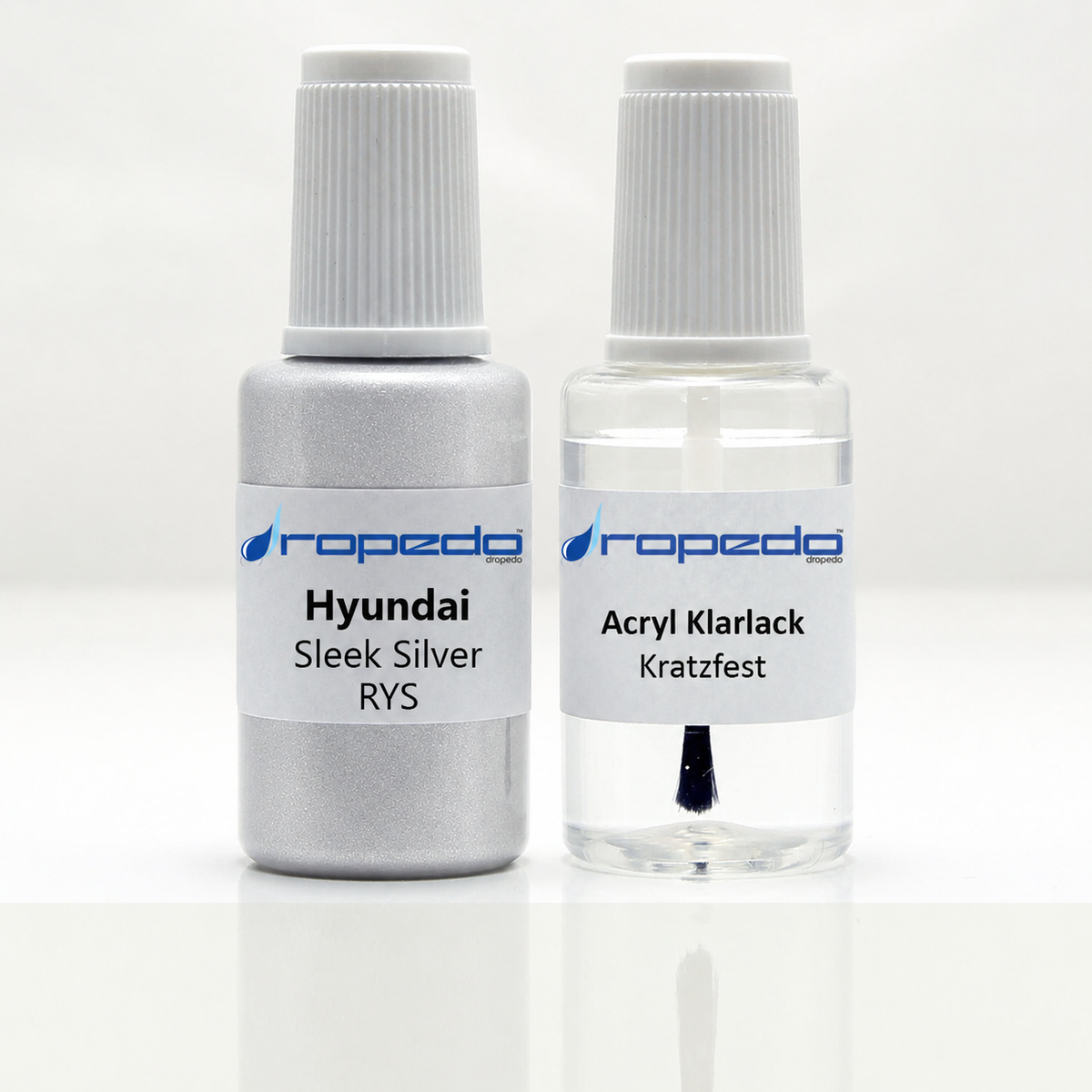 Hyundai RYS Sleek Silver Lackstift, 20 ml Basislack und 20 ml Klarlack