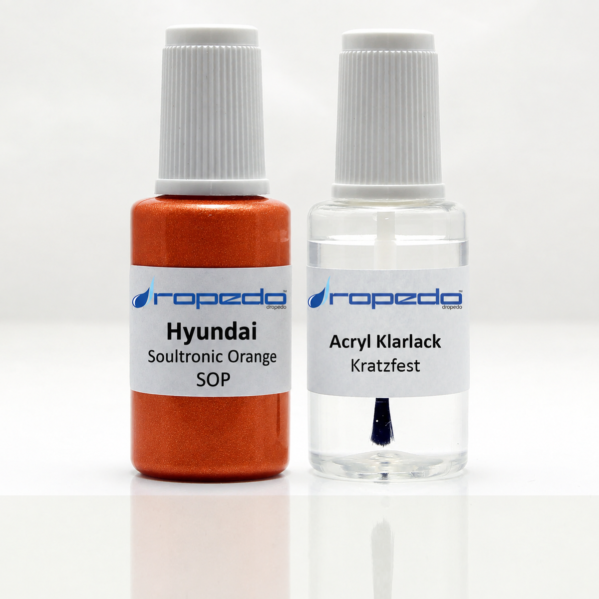 Hyundai SOP Soultronic Orange Lackstift, 20 ml Basislack und 20 ml Klarlack