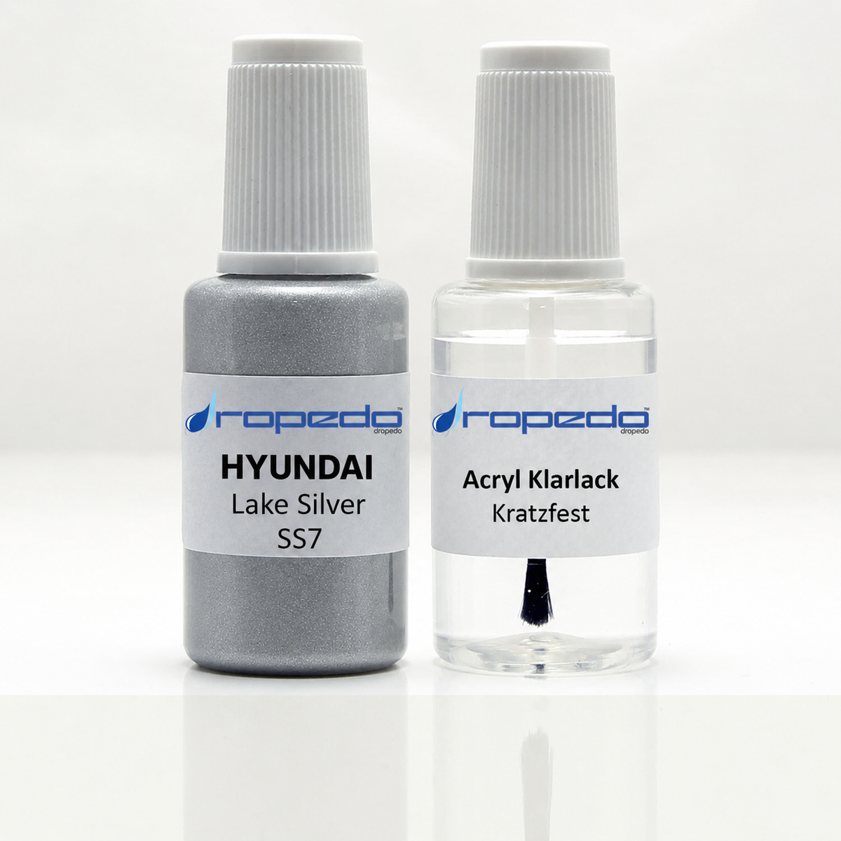Lackstift-Set mit Klarlack für Hyundai SS7 Lake Silver Metallic
