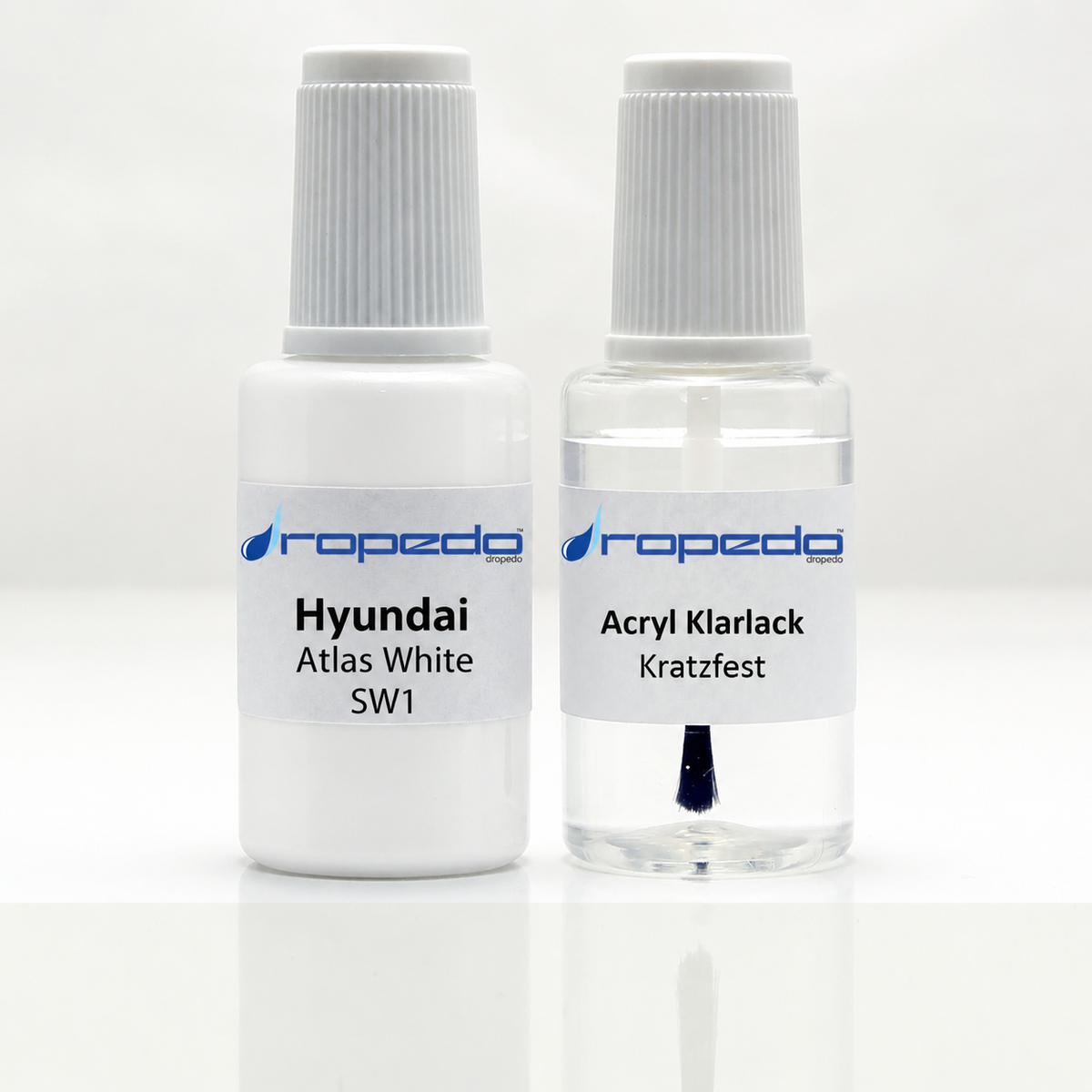 Hyundai SW1 Atlas White Lackstift, 20 ml Basislack und 20 ml Klarlack