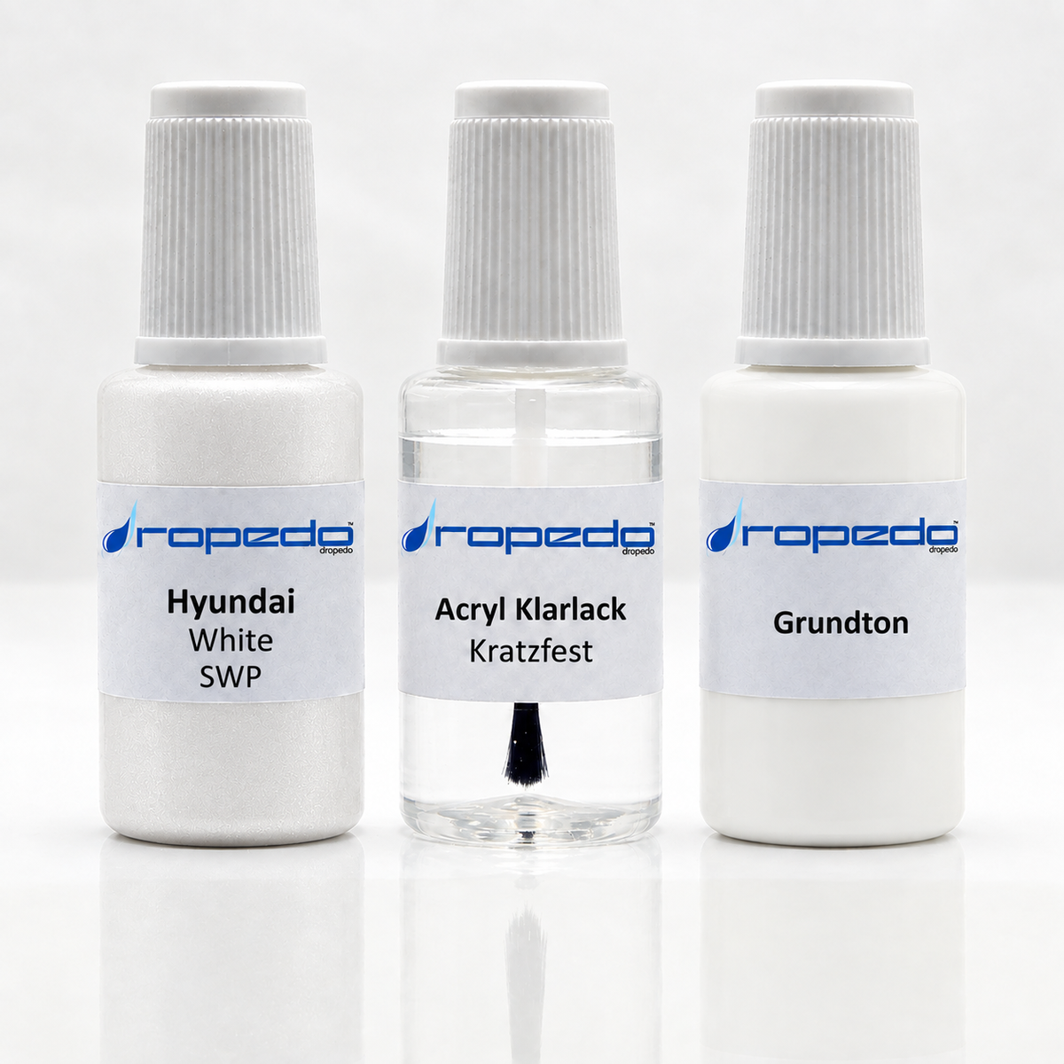 Hyundai SWP White Lackstift-Set mit Grundton: Basislack, Klarlack und Grundton je 20 ml