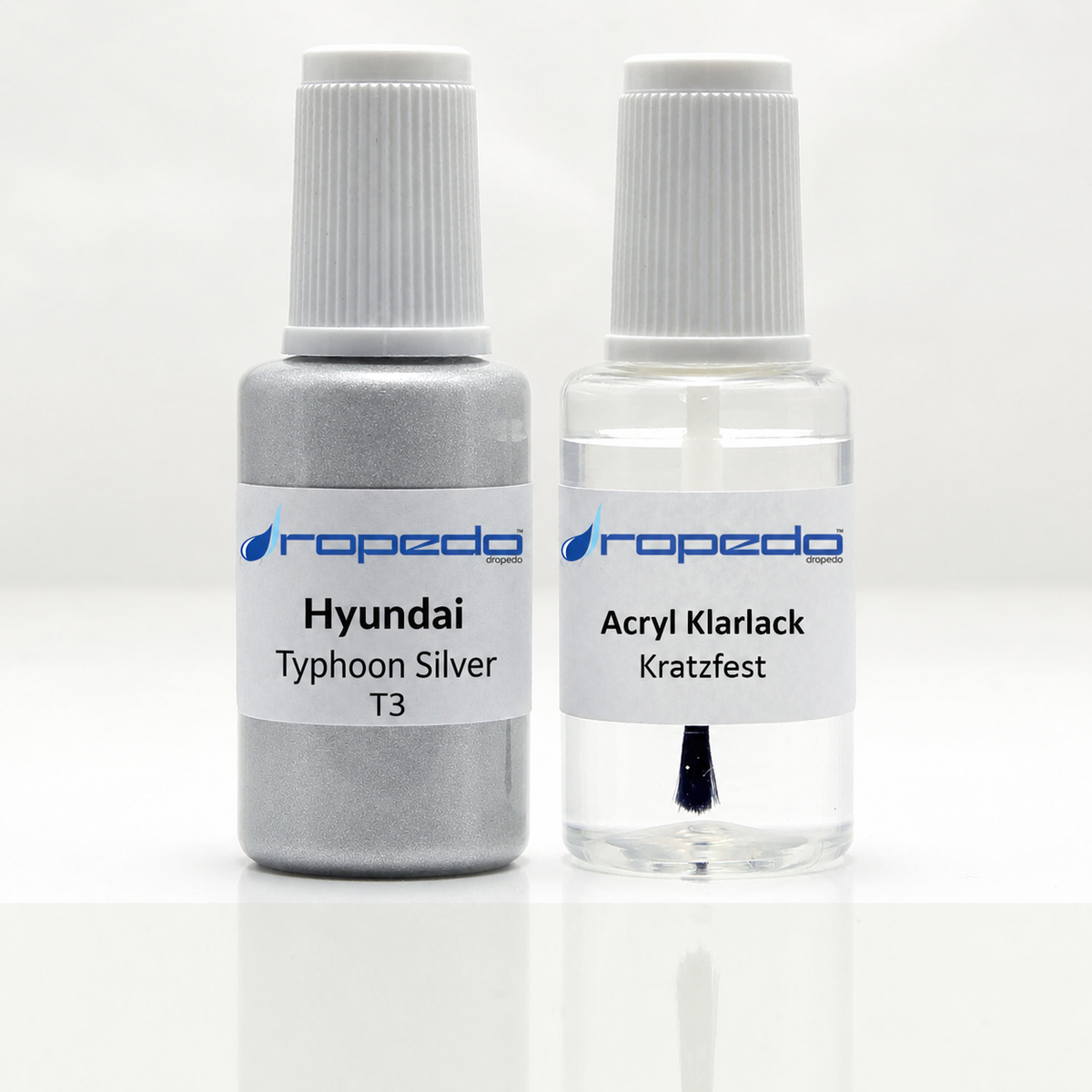 Hyundai T3 Typhoon Silver Lackstift, 20 ml Basislack und 20 ml Klarlack
