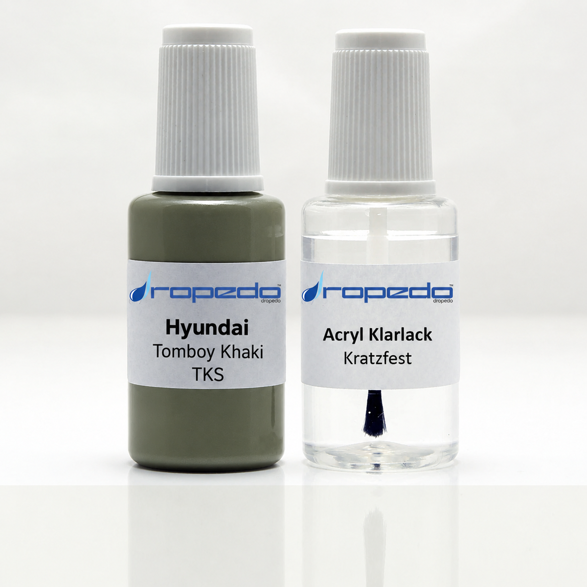 Hyundai TKS Tomboy Khaki Lackstift, 20 ml Basislack und 20 ml Klarlack