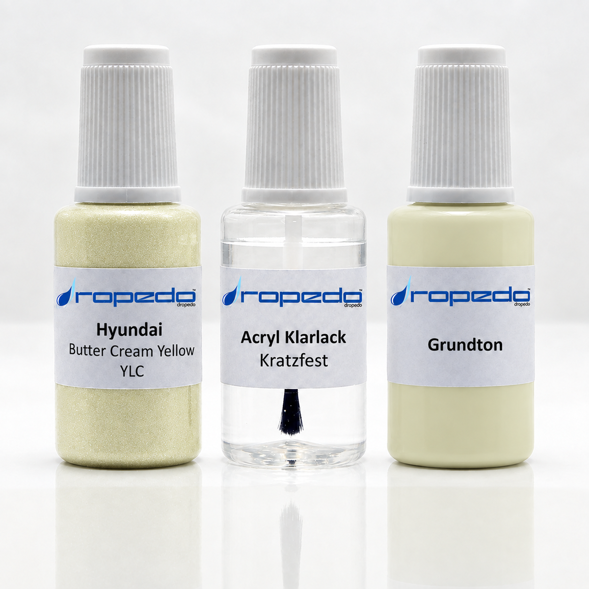 Hyundai YLC Butter Cream Yellow Lackstift-Set mit Grundton: Basislack, Klarlack und Grundton je 20 ml