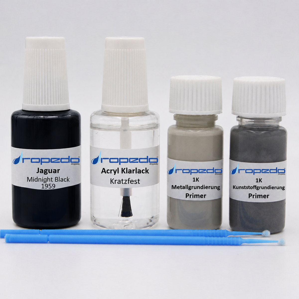 Jaguar 1959 Midnight Black Lackstift, 20 ml Basislack und 20 ml Klarlack