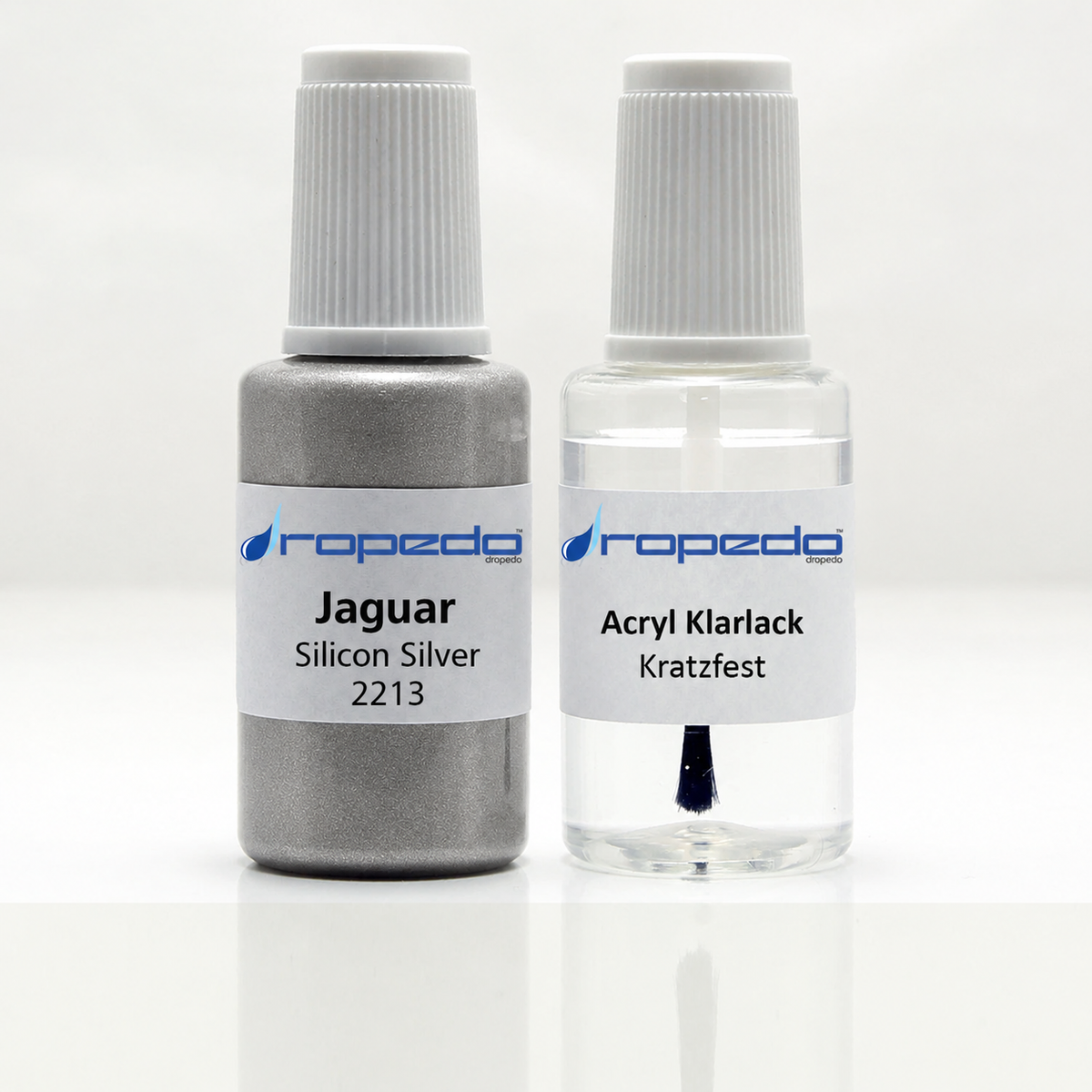 Jaguar 2213 Silicon Silver Lackstift, 20 ml Basislack und 20 ml Klarlack