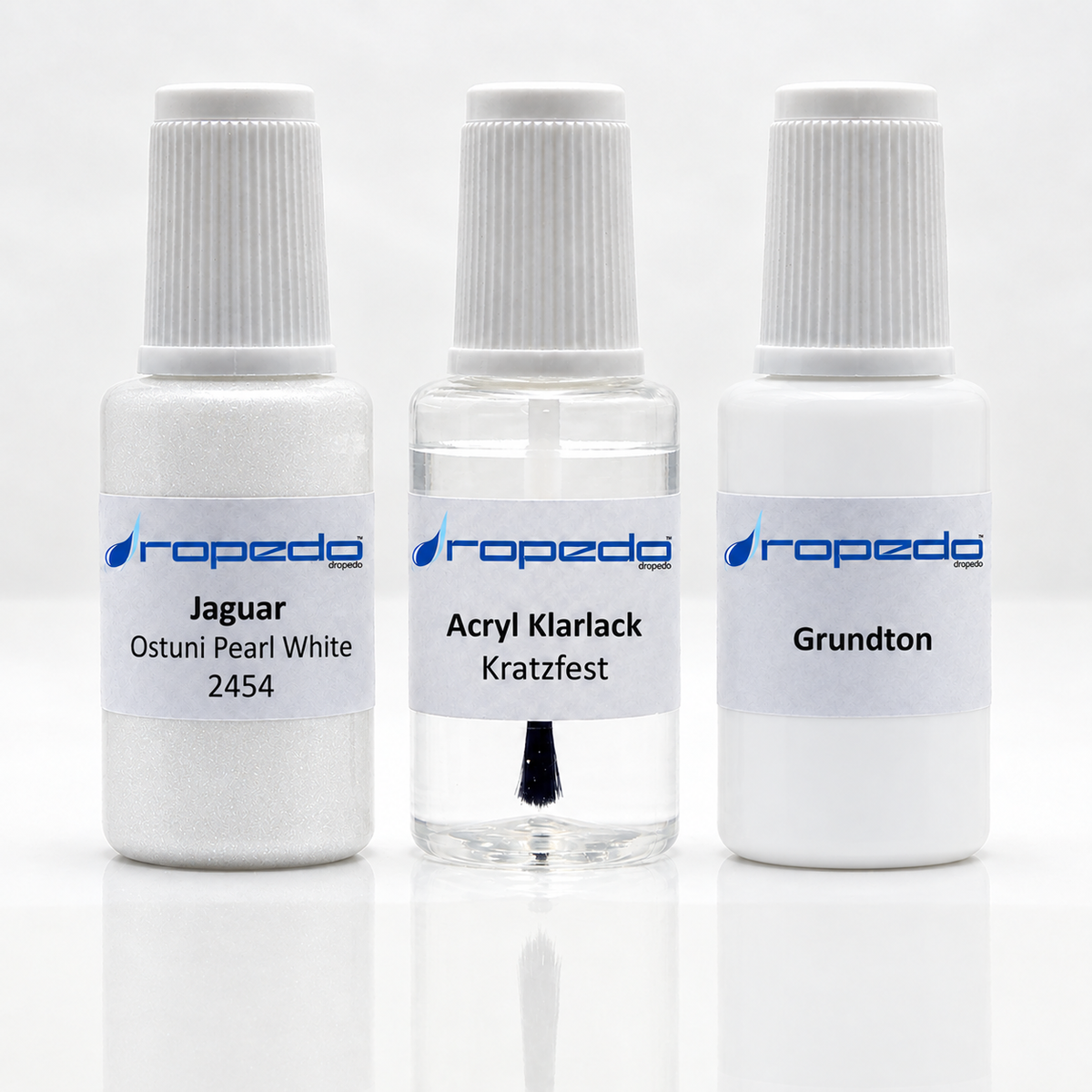 Jaguar 2454 Ostuni Pearl White Lackstift-Set mit Grundton: Basislack, Klarlack und Grundton je 20 ml